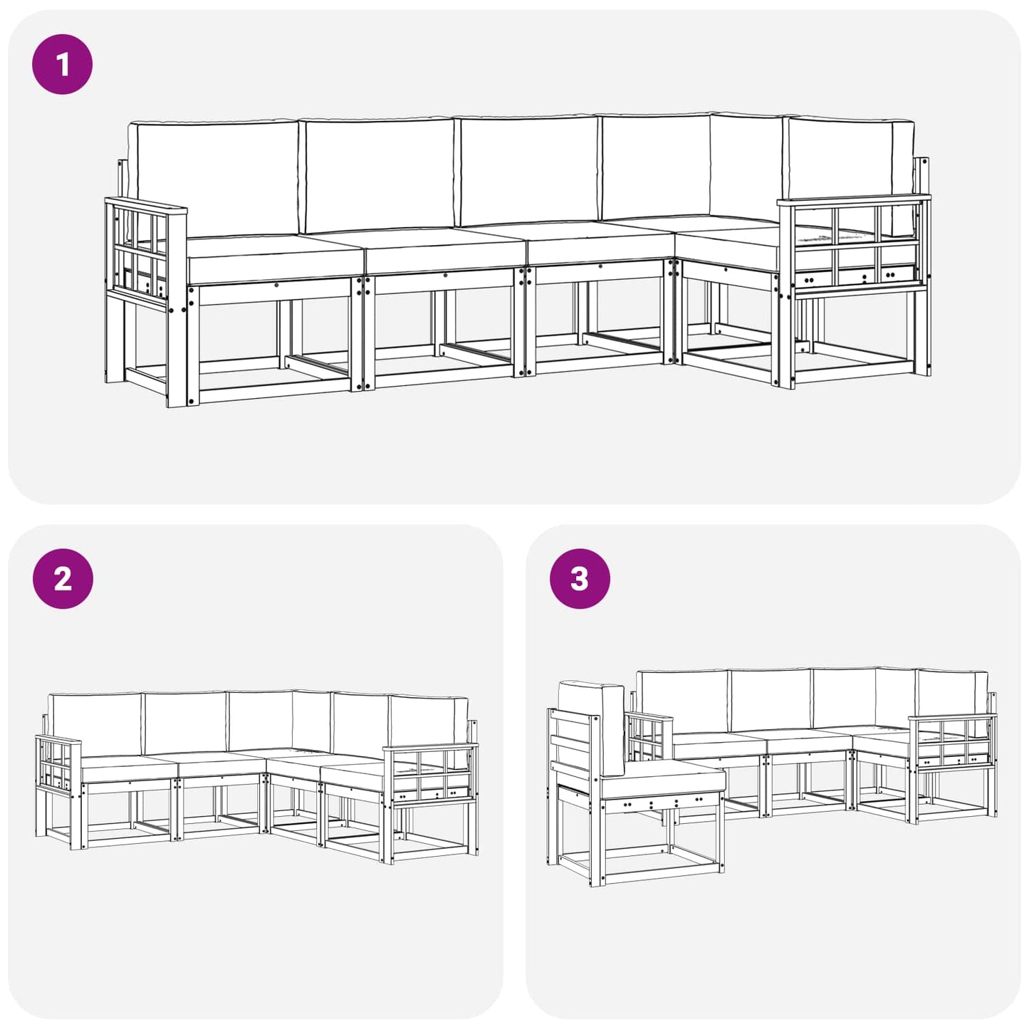 Buiten bankenset met kussen 5 pcs Wit en Beige is nu te koop bij PeponiXL, paradijselijk wonen!