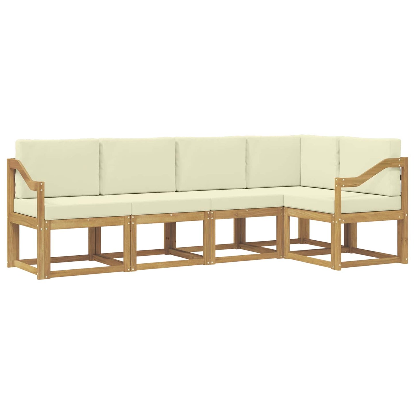 Buiten bankenset met kussen 5 pcs Wit en crèmekleurig is nu te koop bij PeponiXL, paradijselijk wonen!