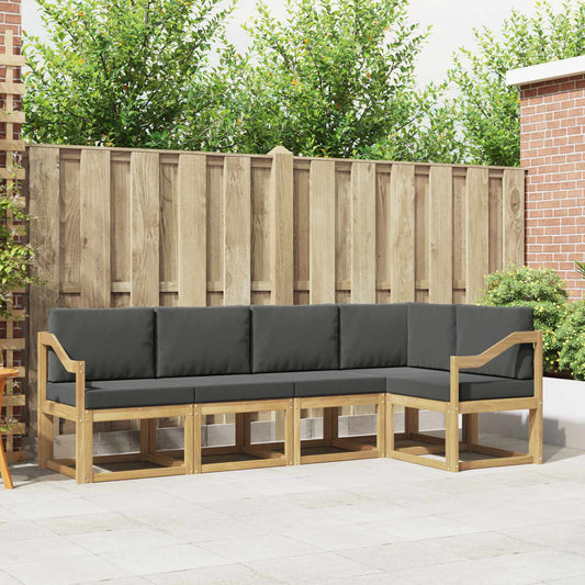 Buiten bankenset met kussen 5 pcs Wit en antracietkleurig is nu te koop bij PeponiXL, paradijselijk wonen!
