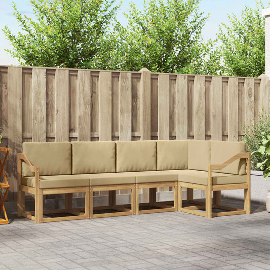 Buiten bankenset met kussen 5 pcs Wit en Beige is nu te koop bij PeponiXL, paradijselijk wonen!