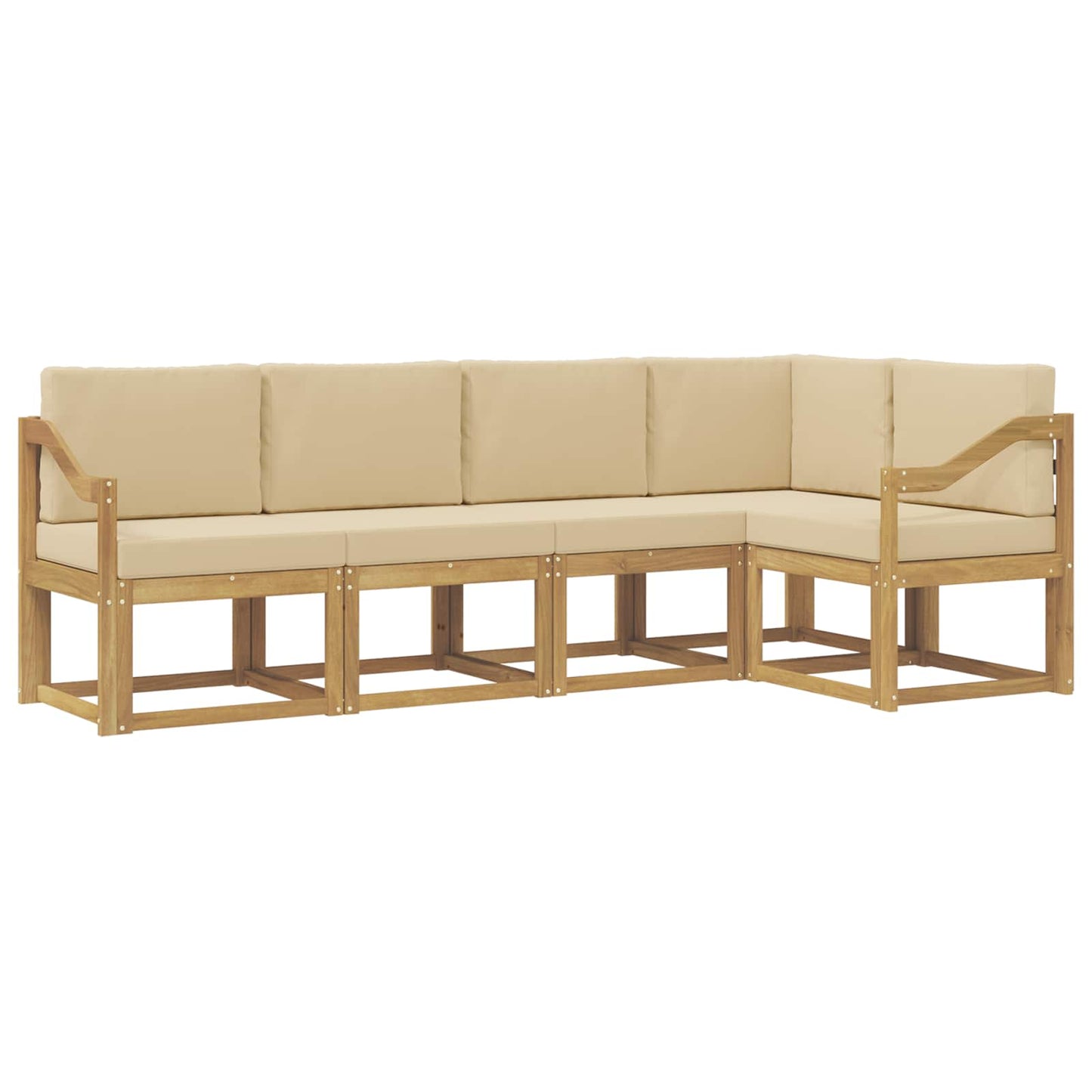 Buiten bankenset met kussen 5 pcs Wit en Beige is nu te koop bij PeponiXL, paradijselijk wonen!