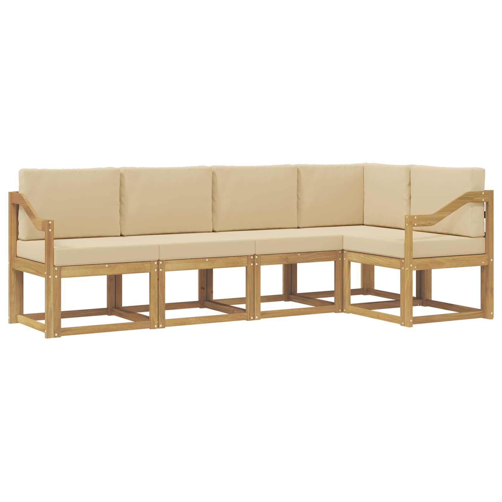 Buiten bankenset met kussen 5 pcs Wit en Beige is nu te koop bij PeponiXL, paradijselijk wonen!