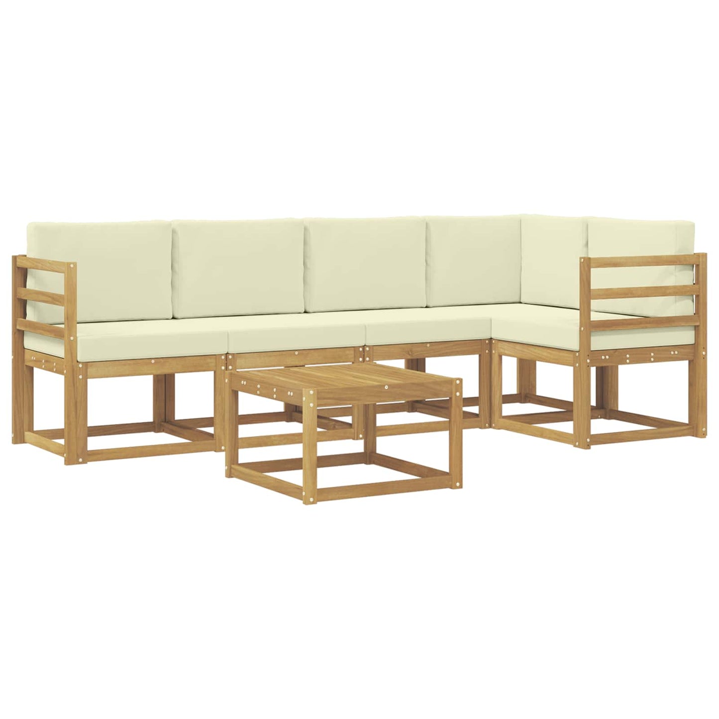 Buiten bankenset 6 pcs Wit en crèmekleurig Massief Acaciahout is nu te koop bij PeponiXL, paradijselijk wonen!