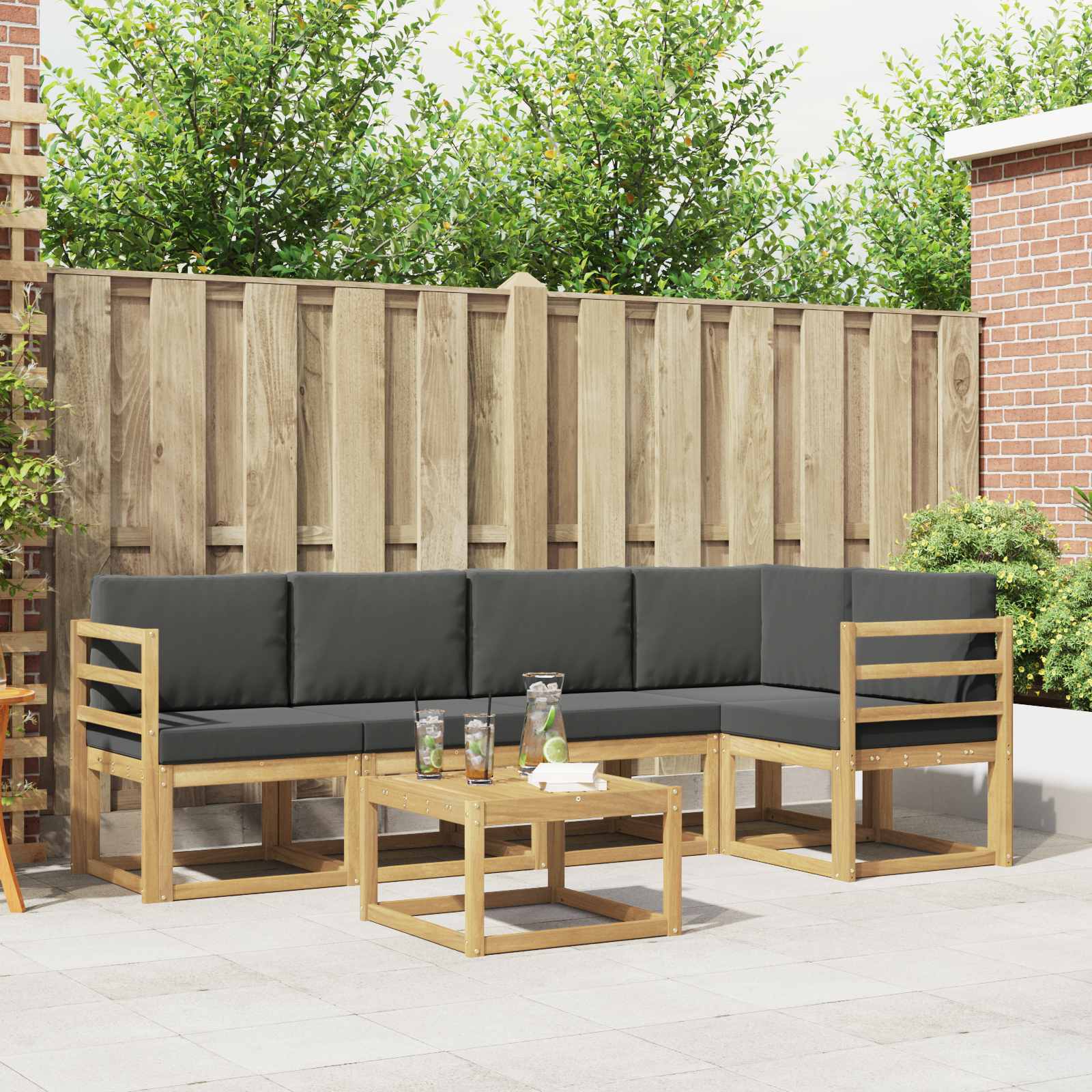 Buiten bankenset met kussen 6 pcs Wit en antracietkleurig is nu te koop bij PeponiXL, paradijselijk wonen!