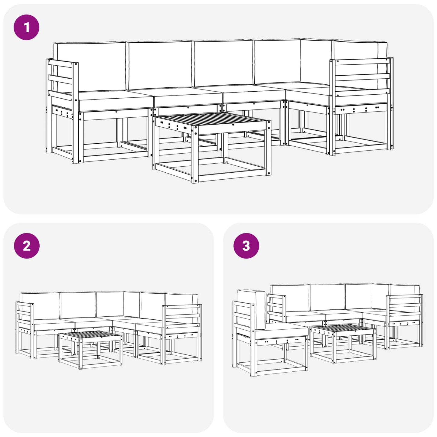 Buiten bankenset met kussen 6 pcs Wit en antracietkleurig is nu te koop bij PeponiXL, paradijselijk wonen!