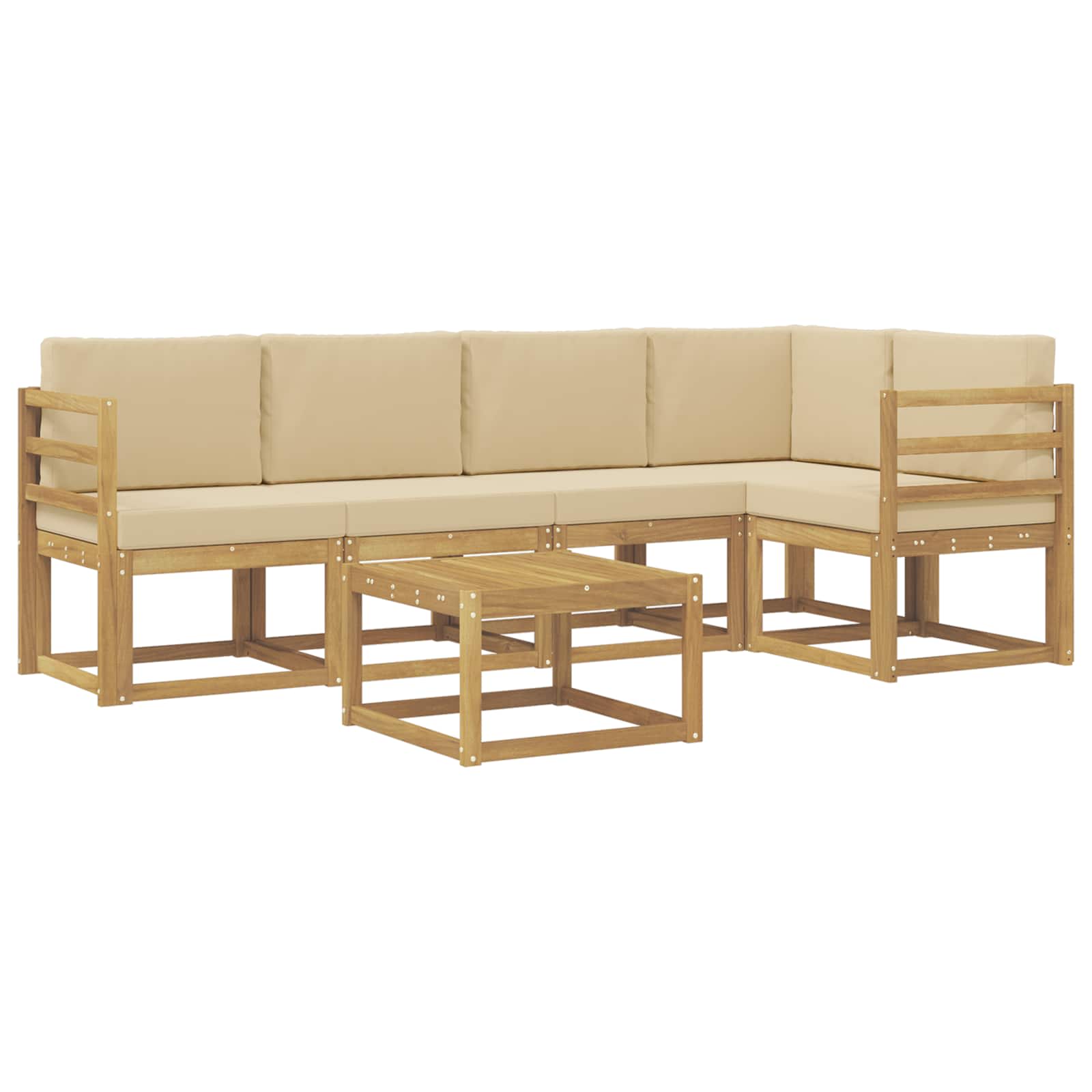 Buiten bankenset 6 pcs Wit en Beige Massief Acaciahout is nu te koop bij PeponiXL, paradijselijk wonen!