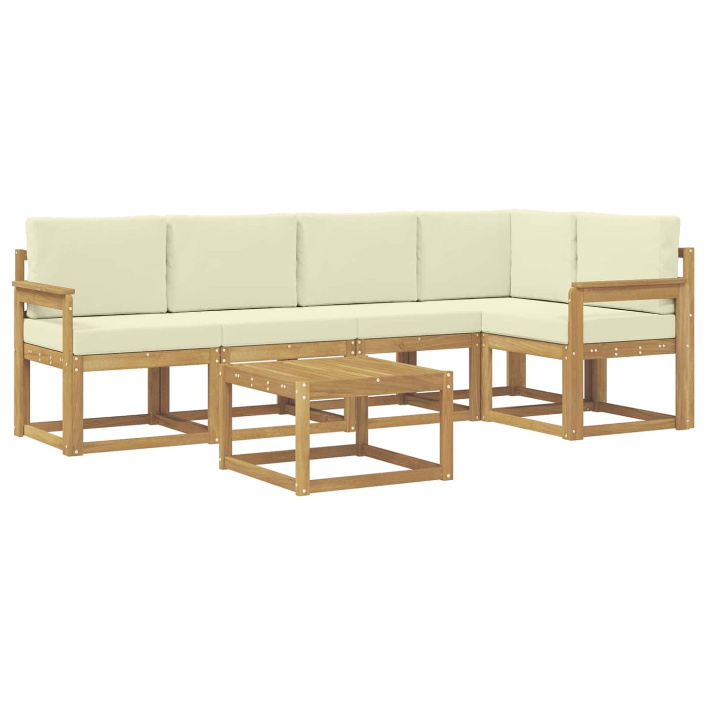 Buiten bankenset 6 pcs Wit en crèmekleurig Massief Acaciahout is nu te koop bij PeponiXL, paradijselijk wonen!