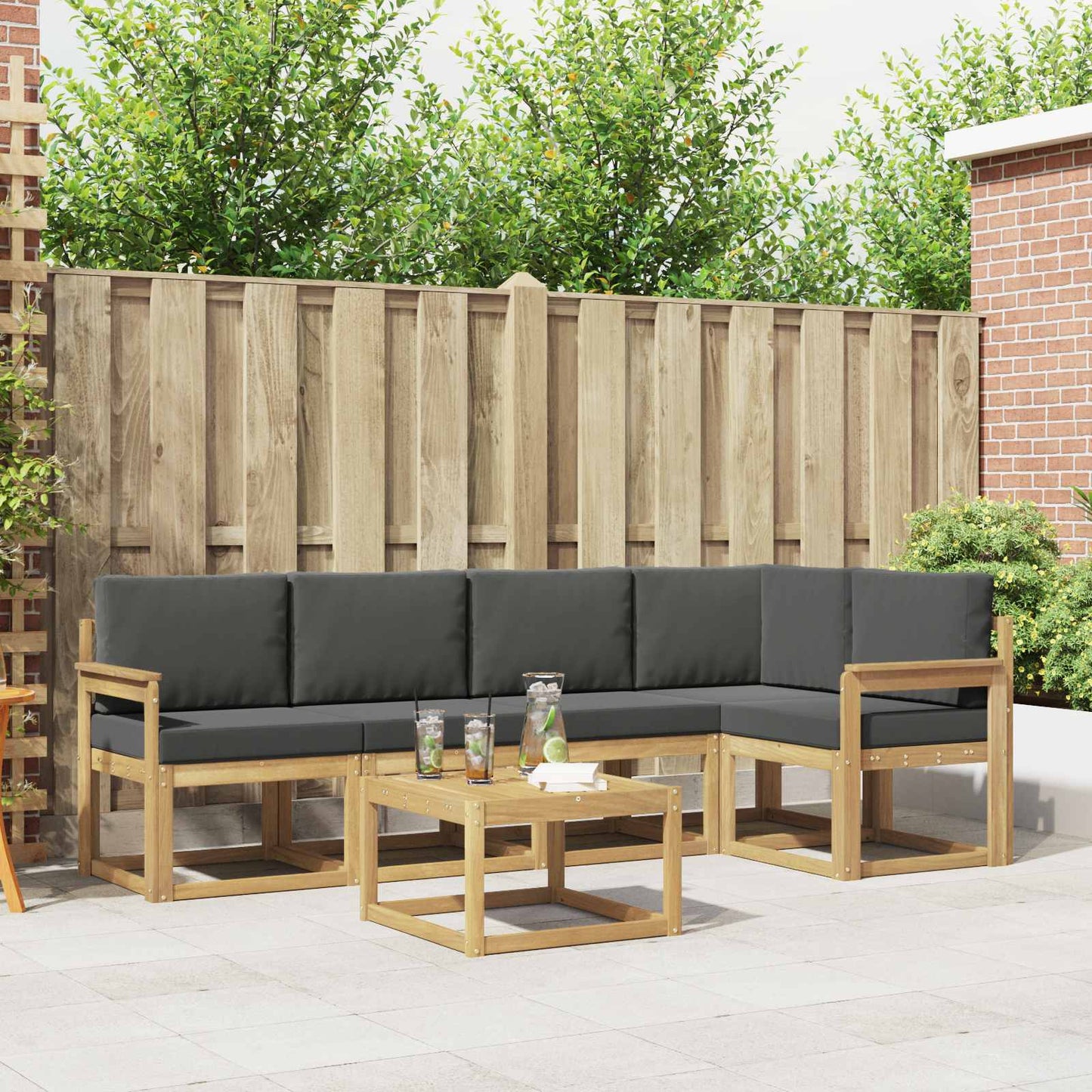 Buiten bankenset met kussen 6 pcs Wit en antracietkleurig is nu te koop bij PeponiXL, paradijselijk wonen!