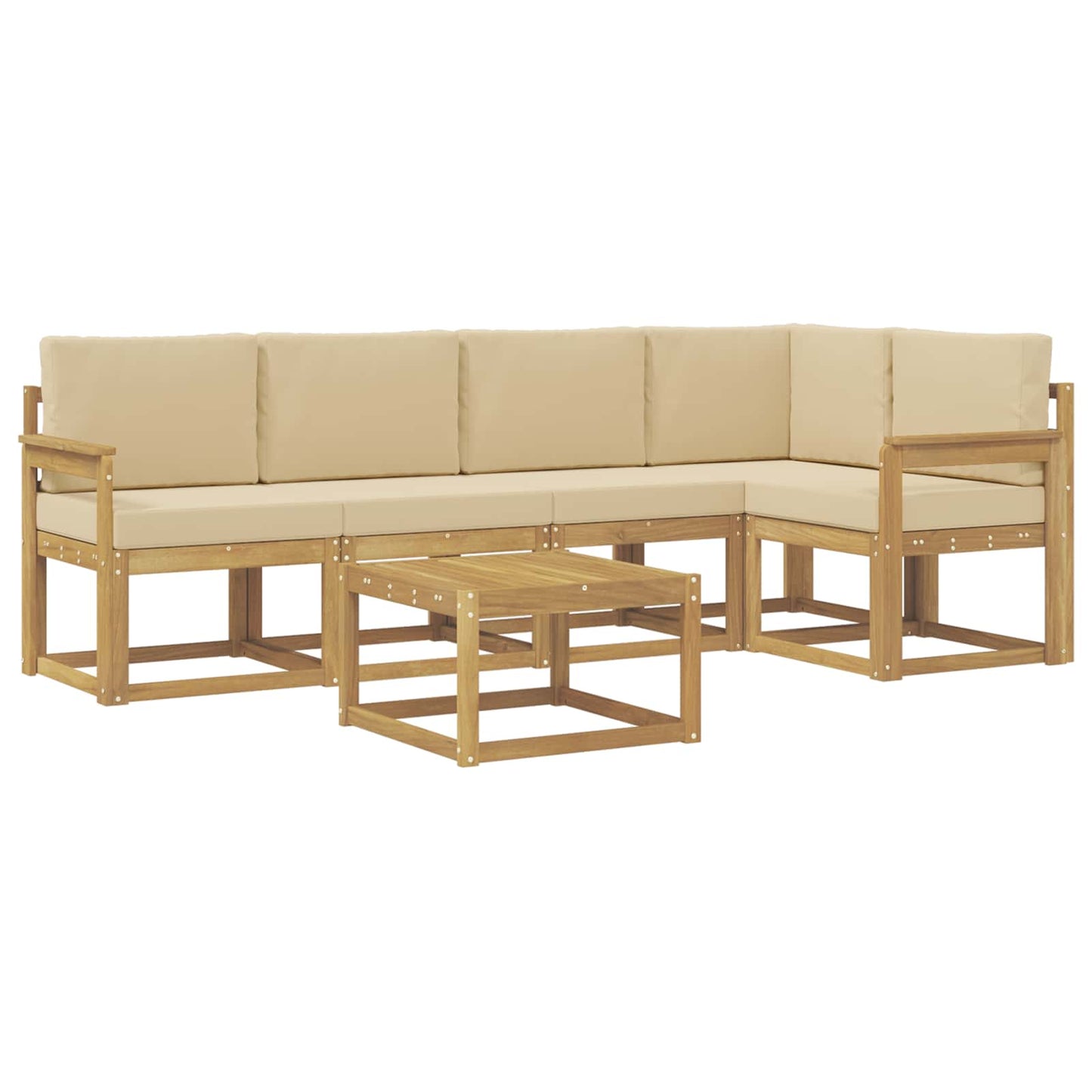 Buiten bankenset 6 pcs Wit en Beige Massief Acaciahout is nu te koop bij PeponiXL, paradijselijk wonen!