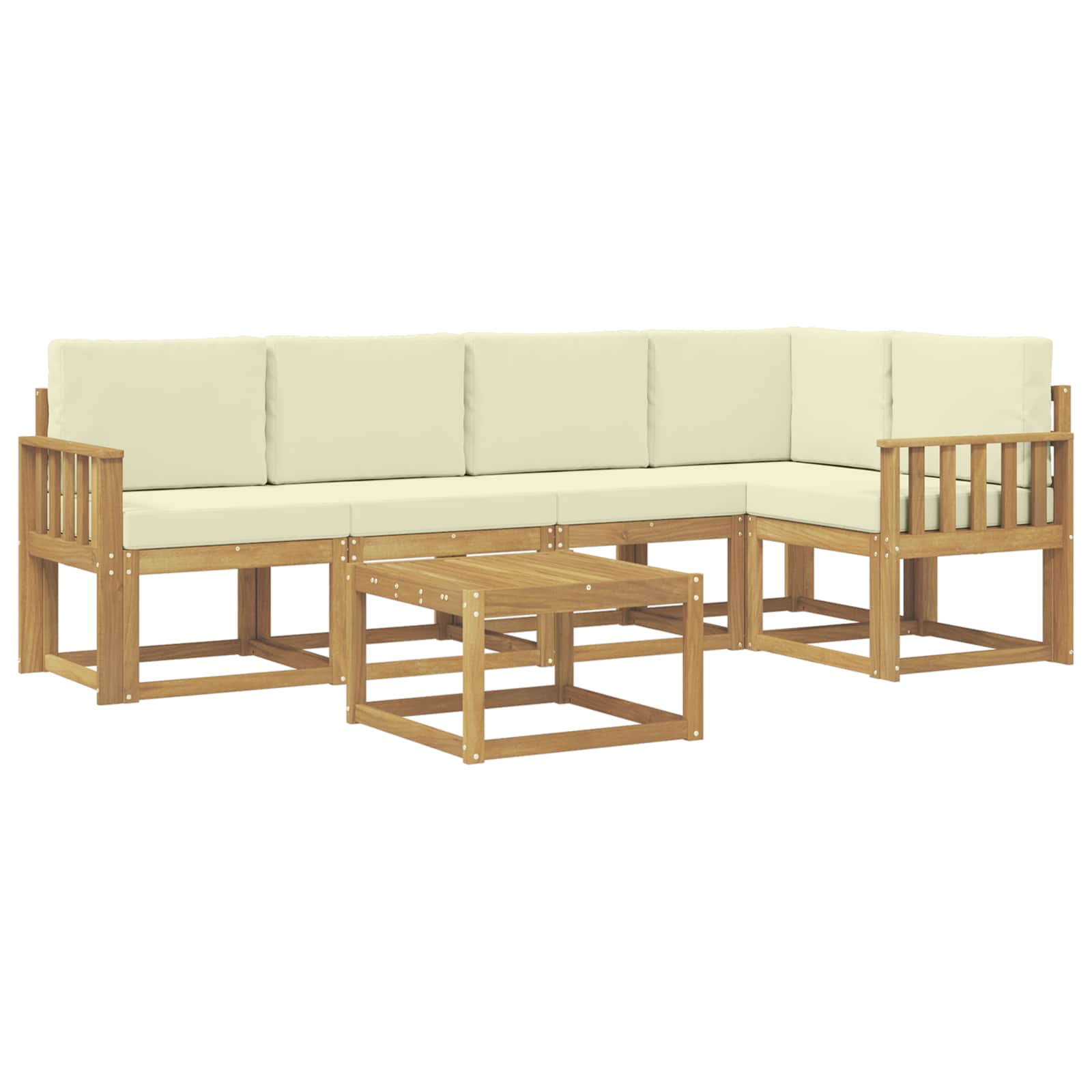Buiten bankenset 6 pcs Wit en crèmekleurig Massief Acaciahout is nu te koop bij PeponiXL, paradijselijk wonen!