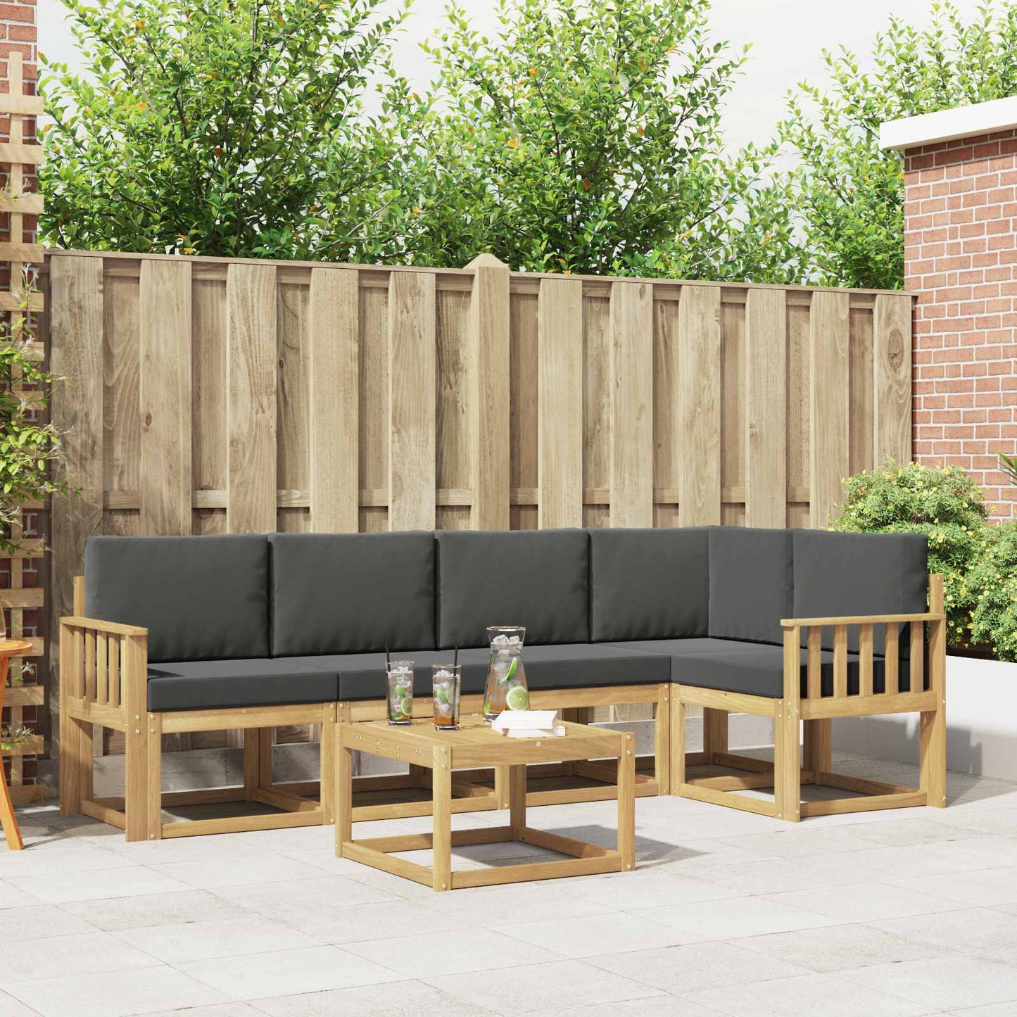 Buiten bankenset met kussen 6 pcs Wit en antracietkleurig is nu te koop bij PeponiXL, paradijselijk wonen!