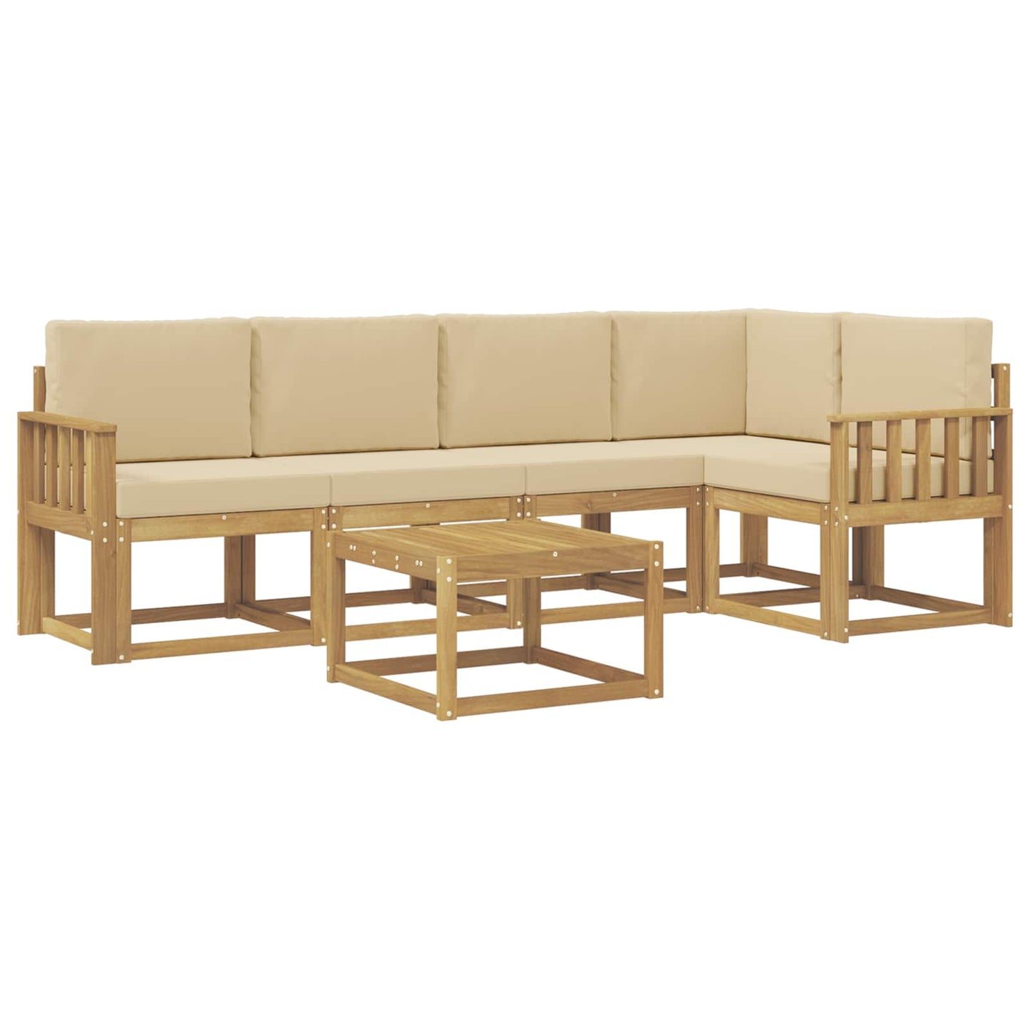Buiten bankenset 6 pcs Wit en Beige Massief Acaciahout is nu te koop bij PeponiXL, paradijselijk wonen!