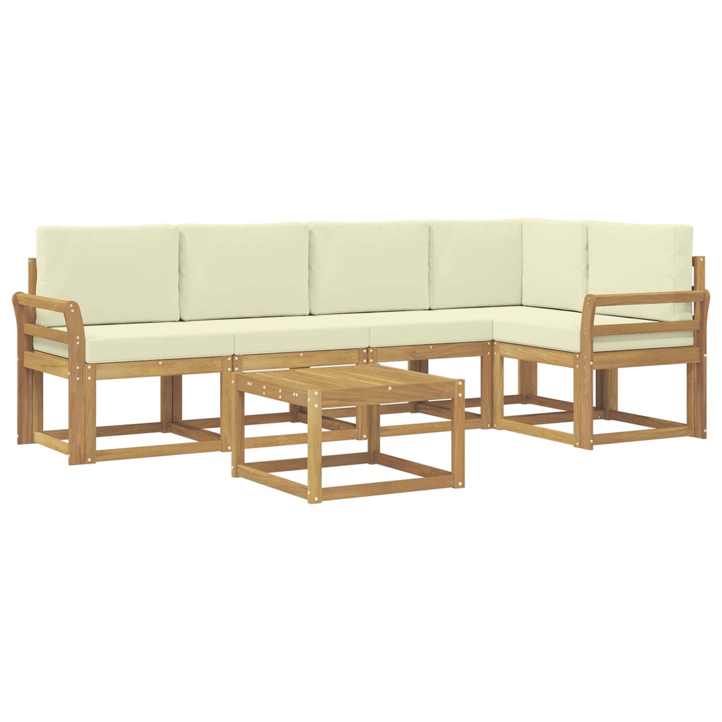 Buiten bankenset 6 pcs Wit en crèmekleurig Massief Acaciahout is nu te koop bij PeponiXL, paradijselijk wonen!