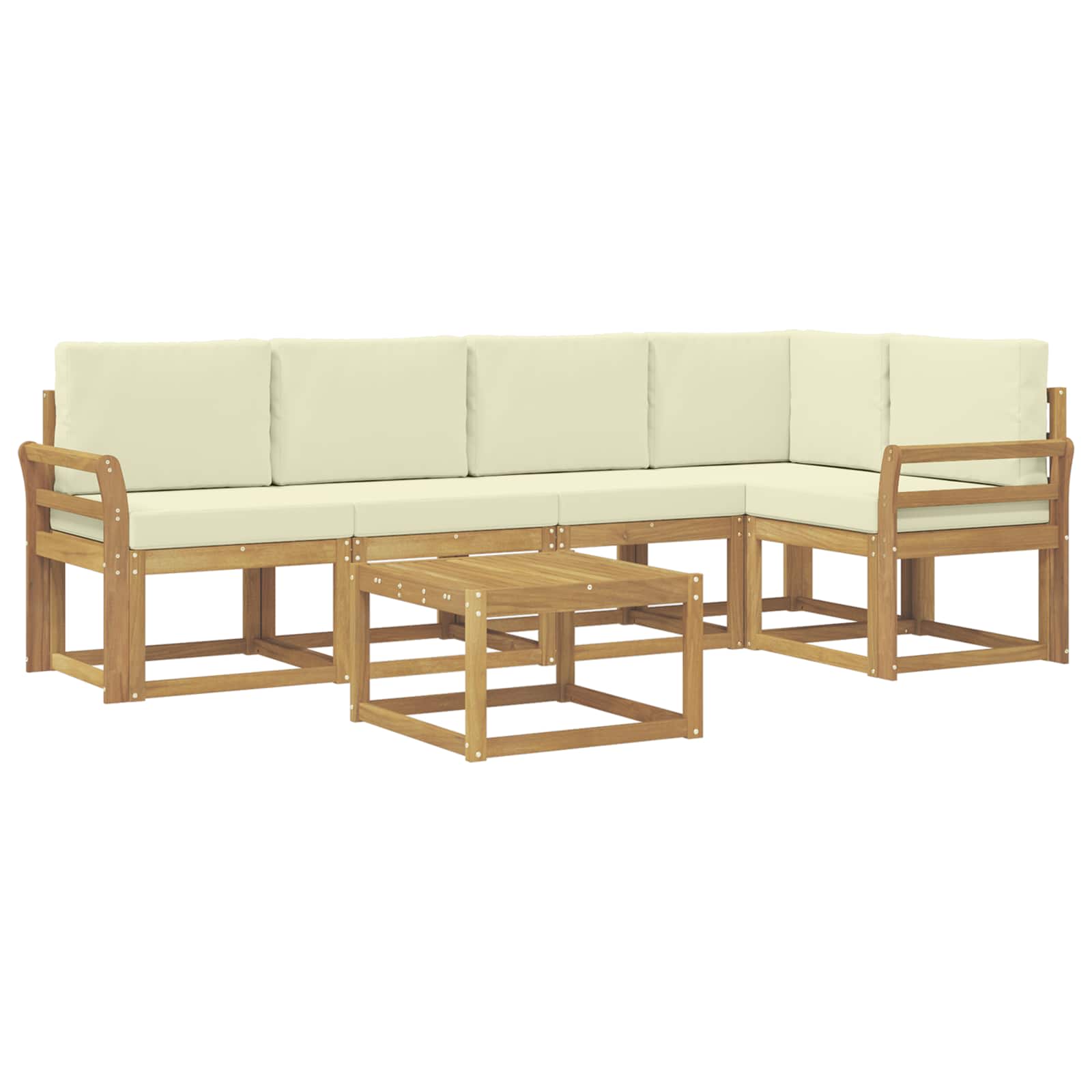 Buiten bankenset 6 pcs Wit en crèmekleurig Massief Acaciahout is nu te koop bij PeponiXL, paradijselijk wonen!