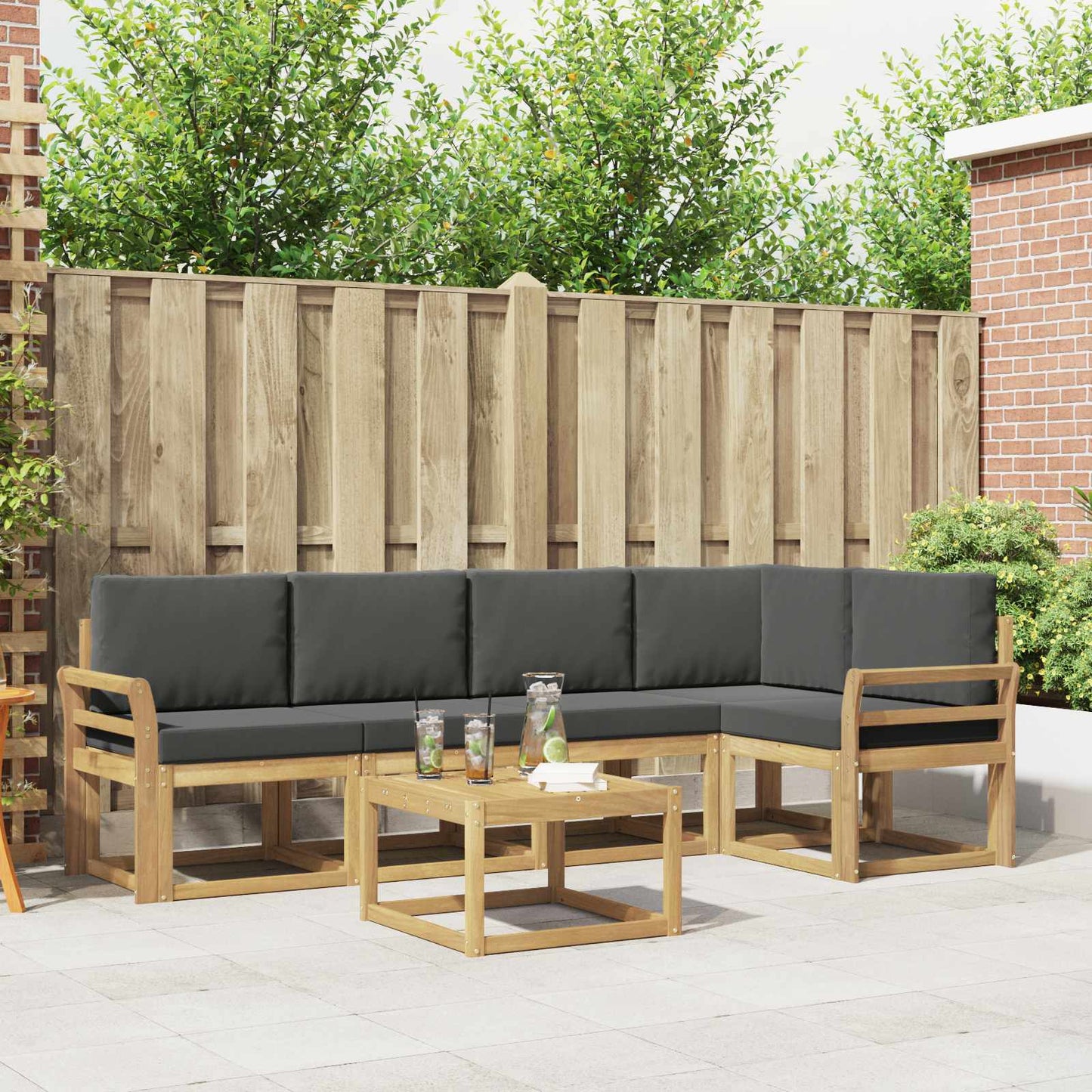 Buiten bankenset met kussen 6 pcs Wit en antracietkleurig is nu te koop bij PeponiXL, paradijselijk wonen!