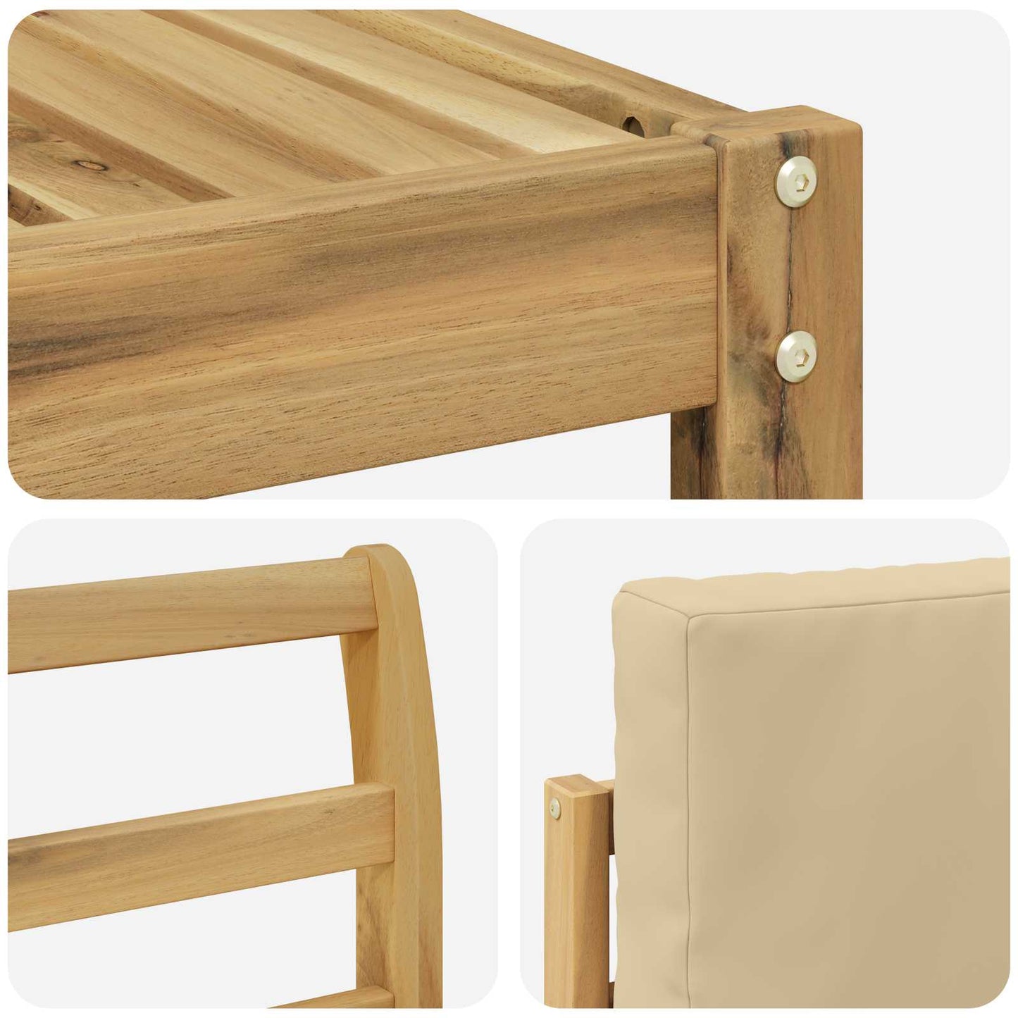 Buiten bankenset 6 pcs Wit en Beige Massief Acaciahout is nu te koop bij PeponiXL, paradijselijk wonen!