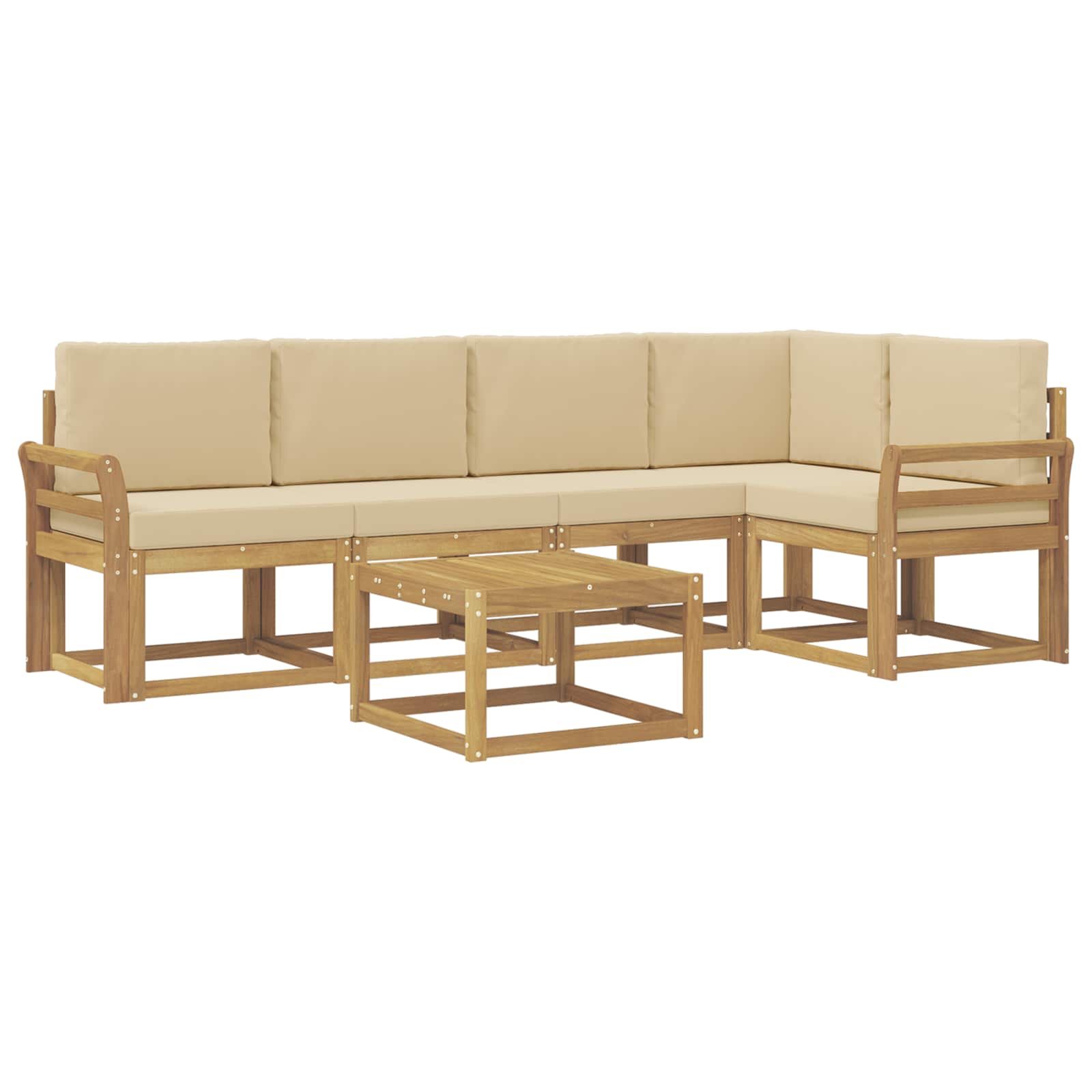 Buiten bankenset 6 pcs Wit en Beige Massief Acaciahout is nu te koop bij PeponiXL, paradijselijk wonen!