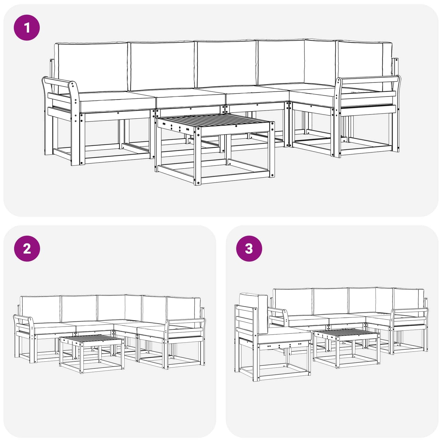 Buiten bankenset 6 pcs Wit en Beige Massief Acaciahout is nu te koop bij PeponiXL, paradijselijk wonen!