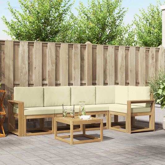 Buiten bankenset 6 pcs Wit en crèmekleurig Massief Acaciahout is nu te koop bij PeponiXL, paradijselijk wonen!