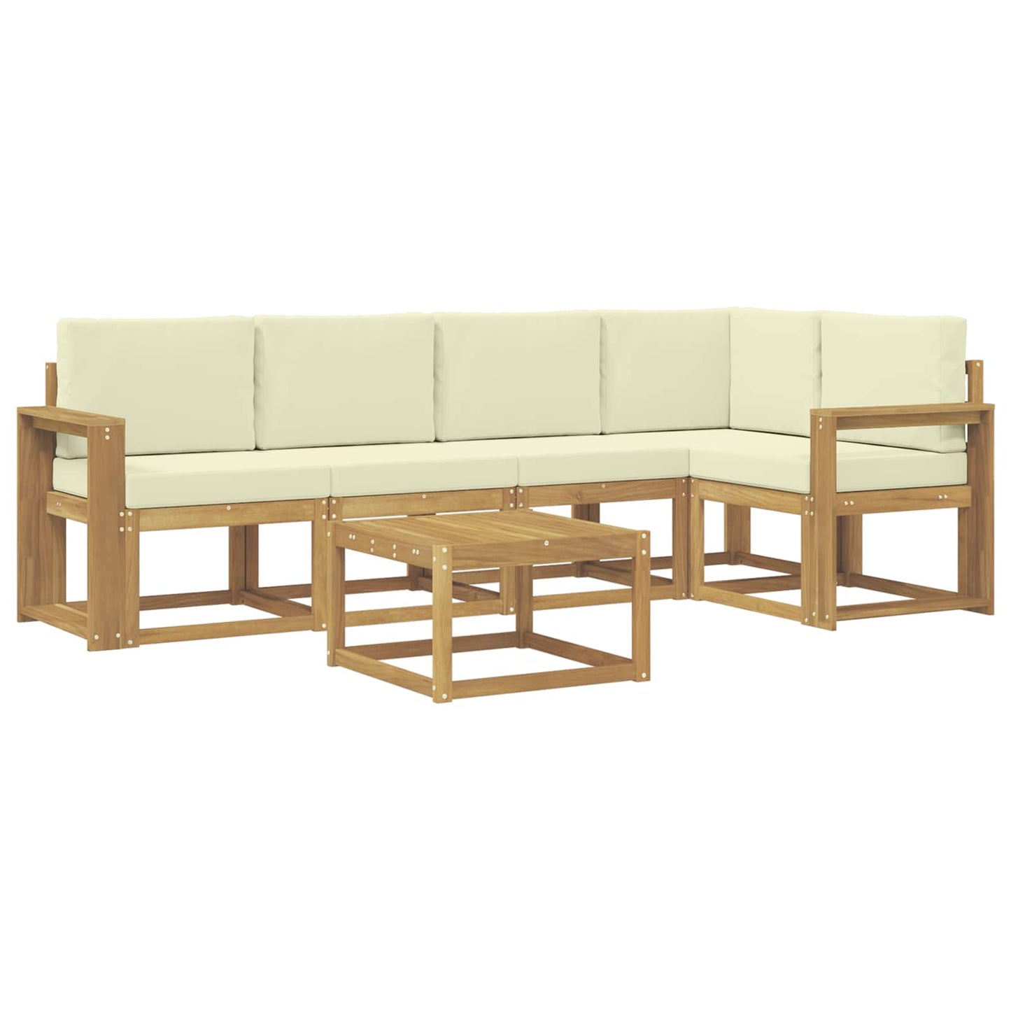 Buiten bankenset 6 pcs Wit en crèmekleurig Massief Acaciahout is nu te koop bij PeponiXL, paradijselijk wonen!