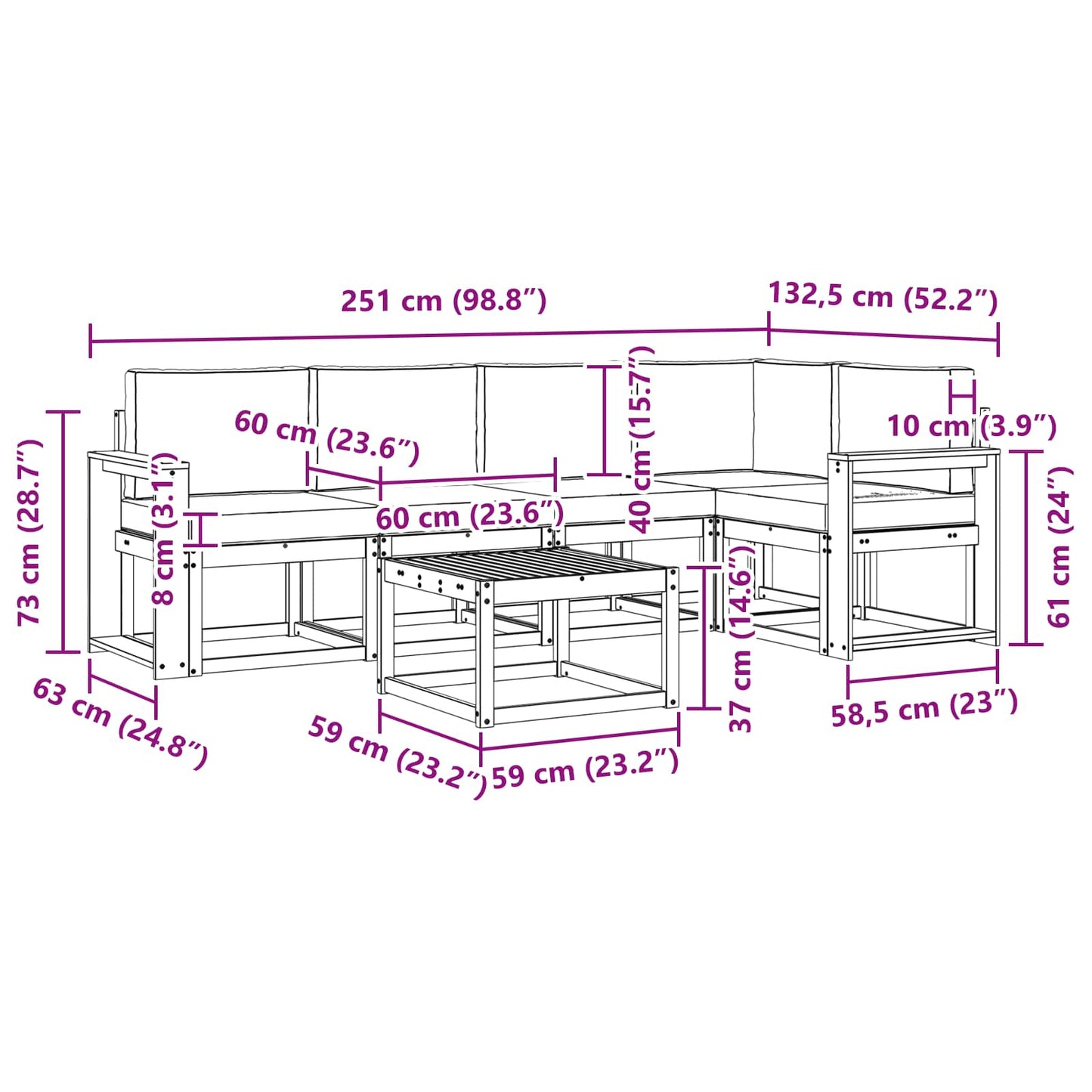 Buiten bankenset met kussen 6 pcs Wit en antracietkleurig is nu te koop bij PeponiXL, paradijselijk wonen!