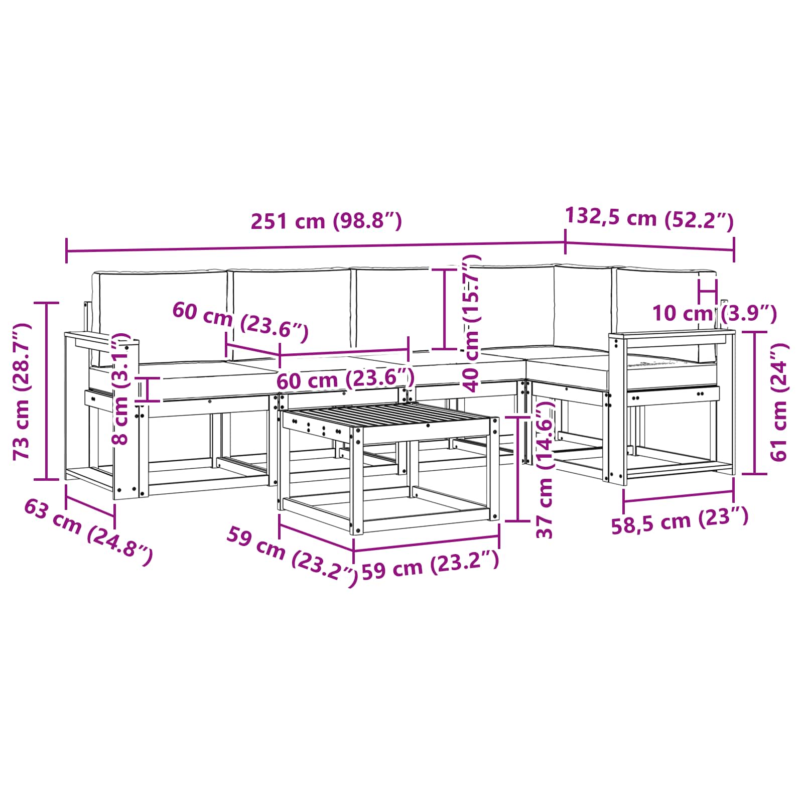 Buiten bankenset met kussen 6 pcs Wit en antracietkleurig is nu te koop bij PeponiXL, paradijselijk wonen!