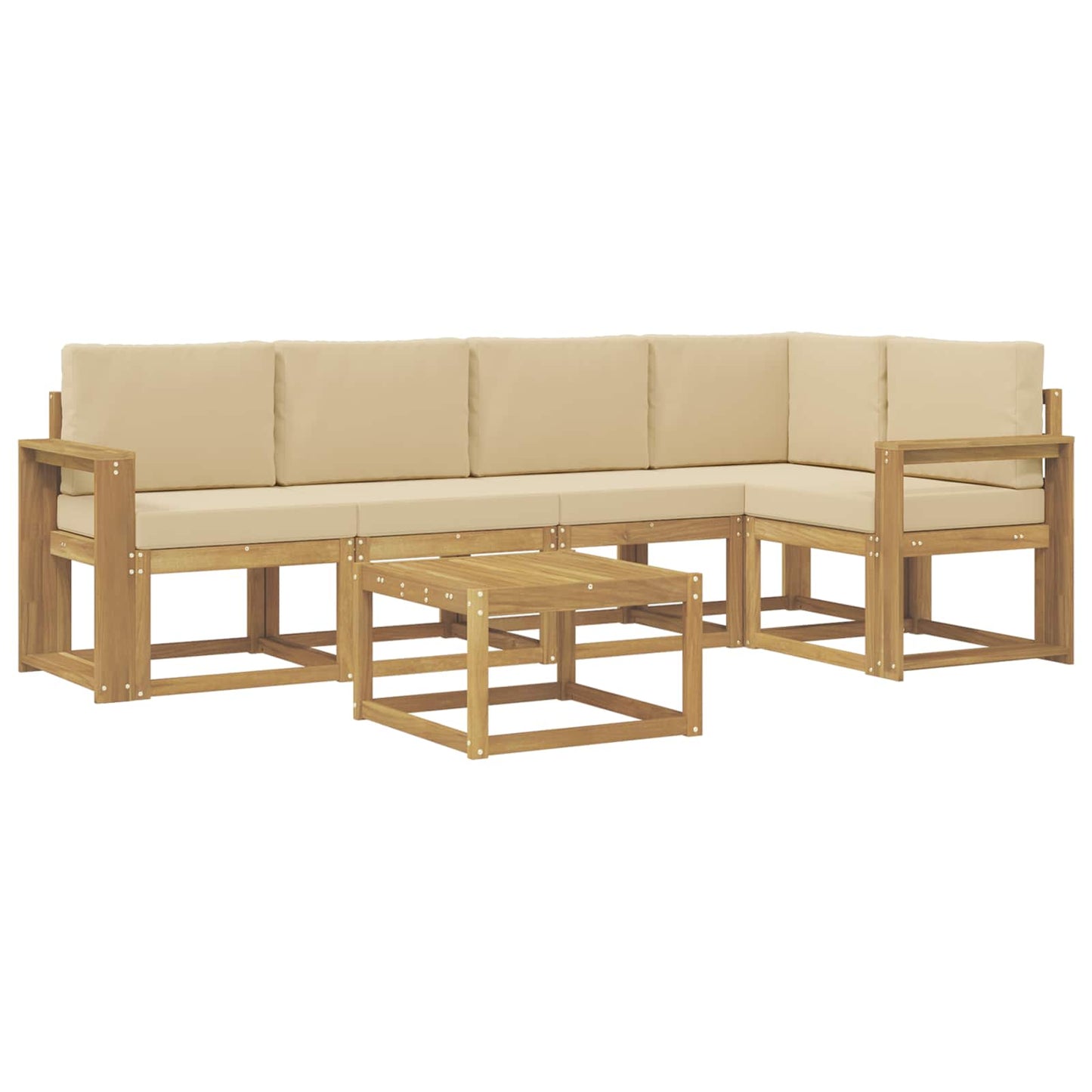 Buiten bankenset 6 pcs Wit en Beige Massief Acaciahout is nu te koop bij PeponiXL, paradijselijk wonen!