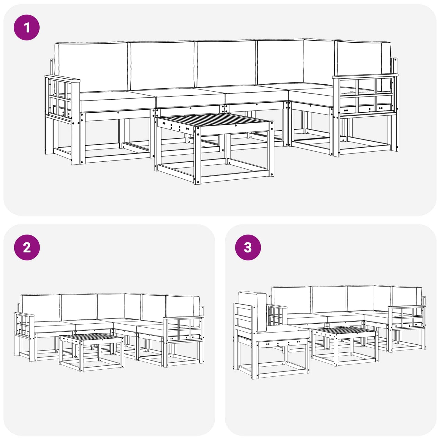 Buiten bankenset 6 pcs Wit en crèmekleurig Massief Acaciahout is nu te koop bij PeponiXL, paradijselijk wonen!