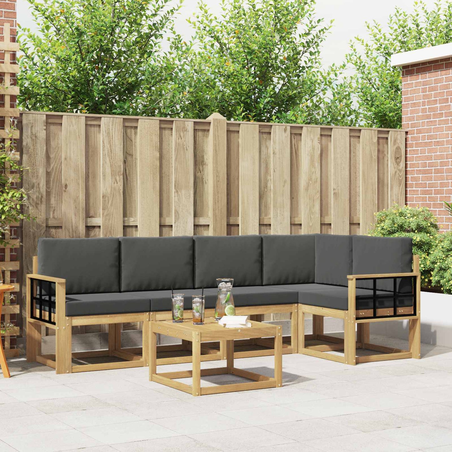 Buiten bankenset met kussen 6 pcs Wit en antracietkleurig is nu te koop bij PeponiXL, paradijselijk wonen!