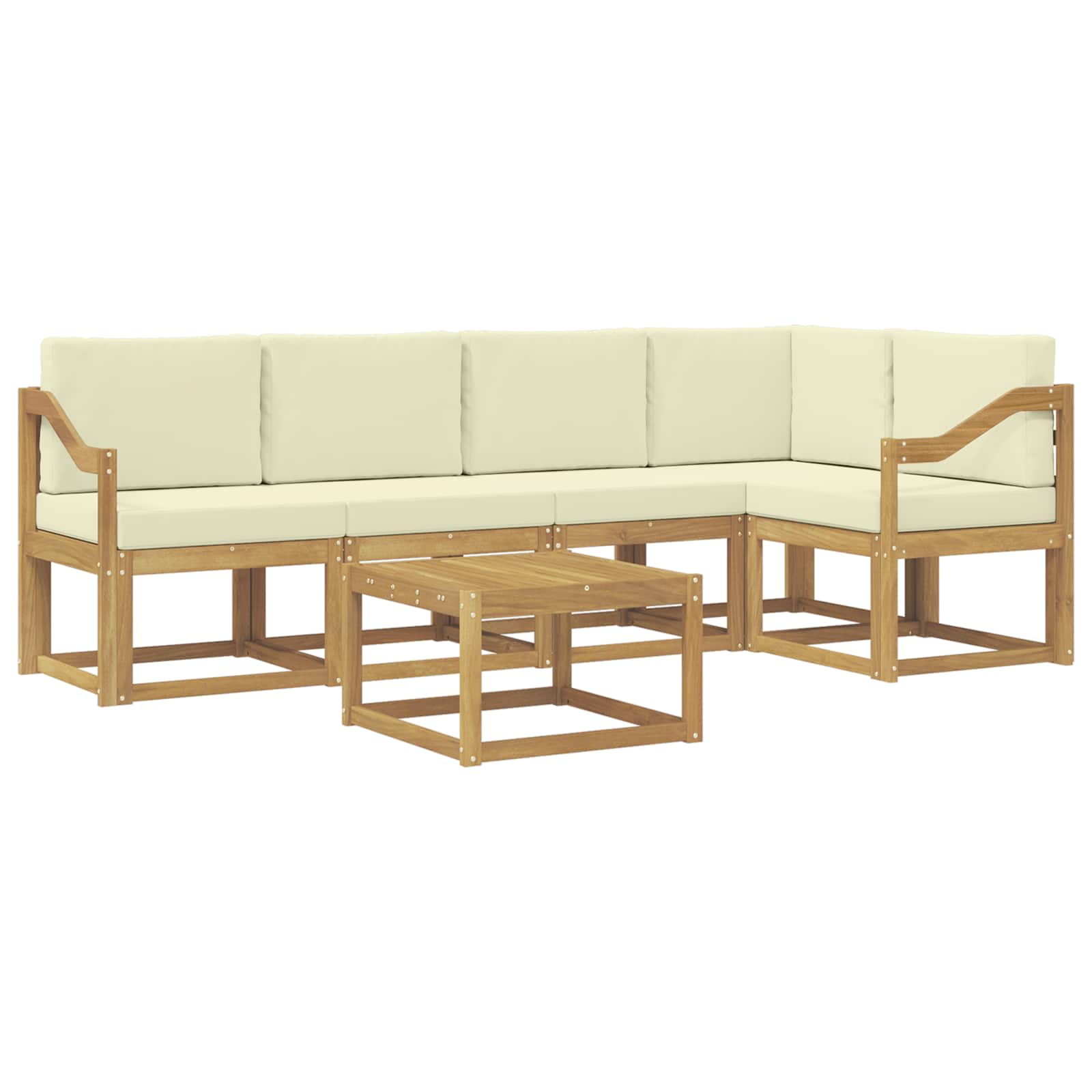 Buiten bankenset 6 pcs Wit en crèmekleurig Massief Acaciahout is nu te koop bij PeponiXL, paradijselijk wonen!