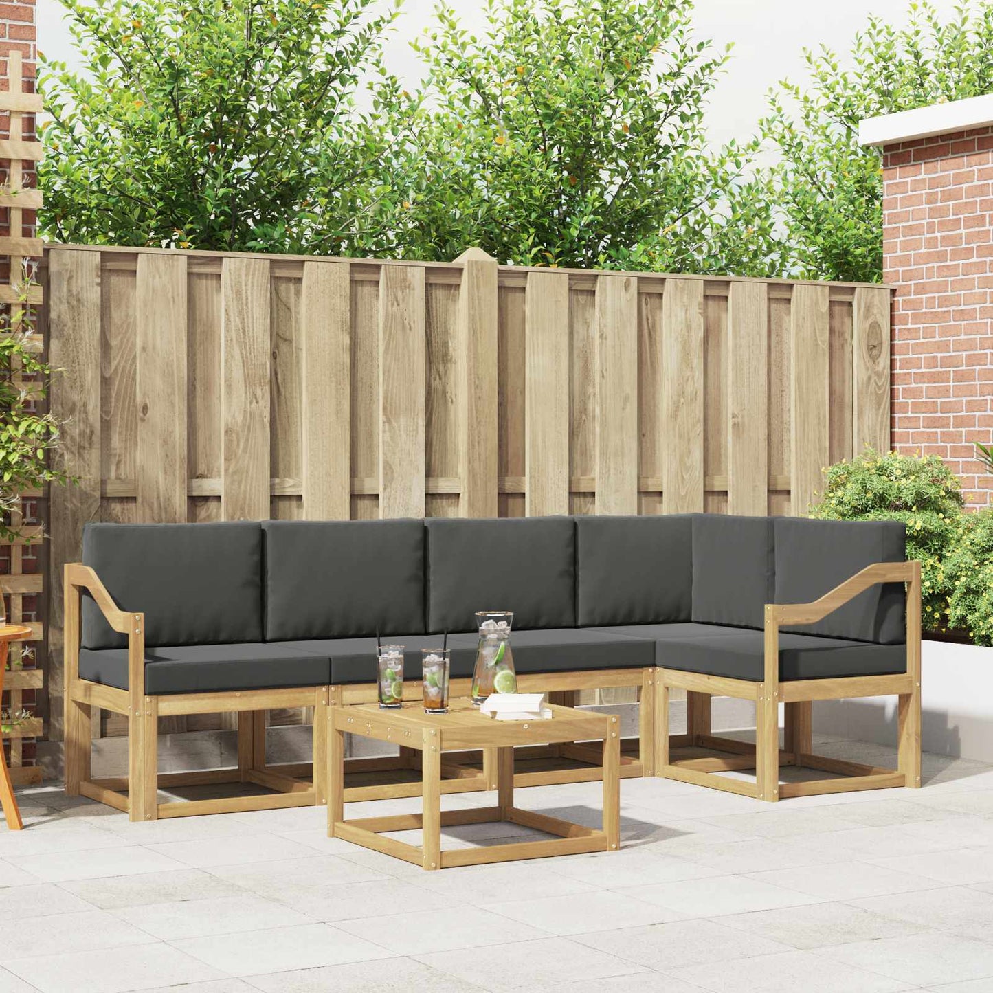Buiten bankenset met kussen 6 pcs Wit en antracietkleurig is nu te koop bij PeponiXL, paradijselijk wonen!