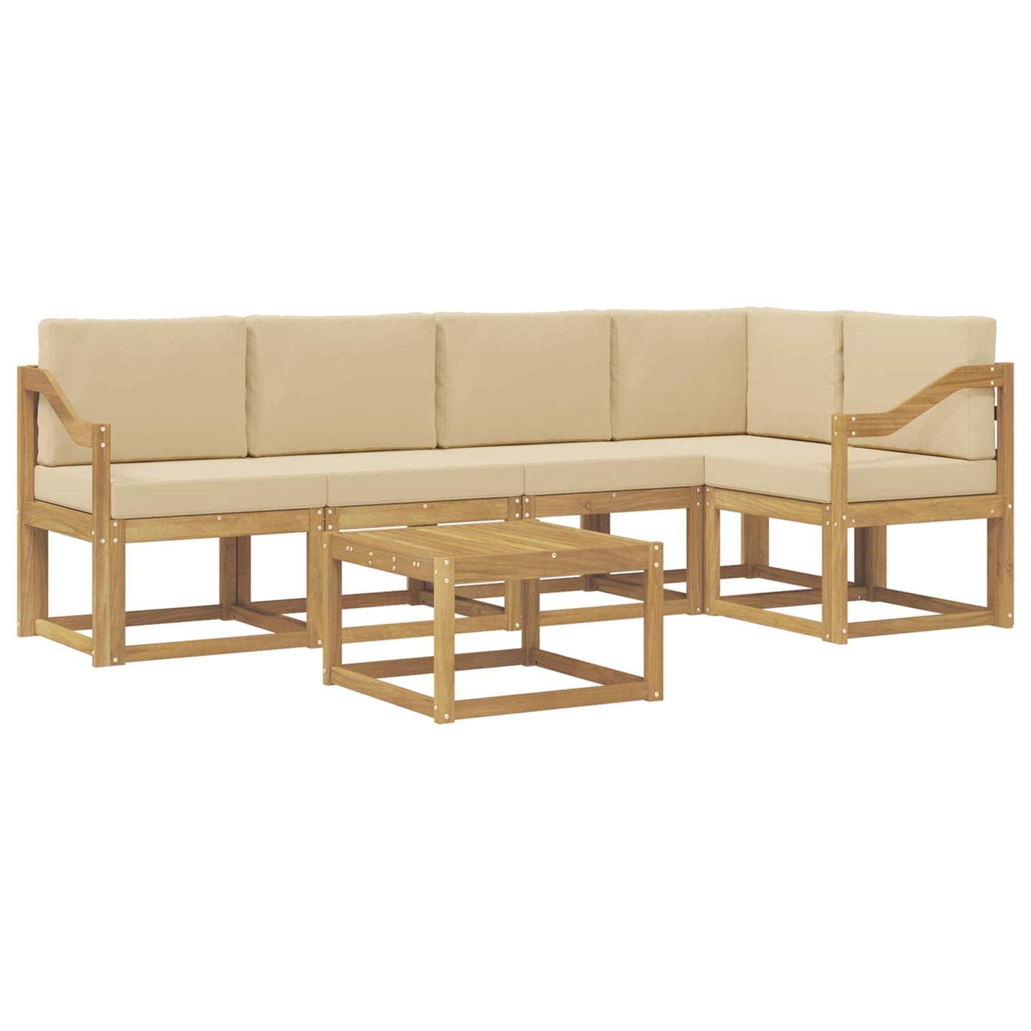 Buiten bankenset 6 pcs Wit en Beige Massief Acaciahout is nu te koop bij PeponiXL, paradijselijk wonen!