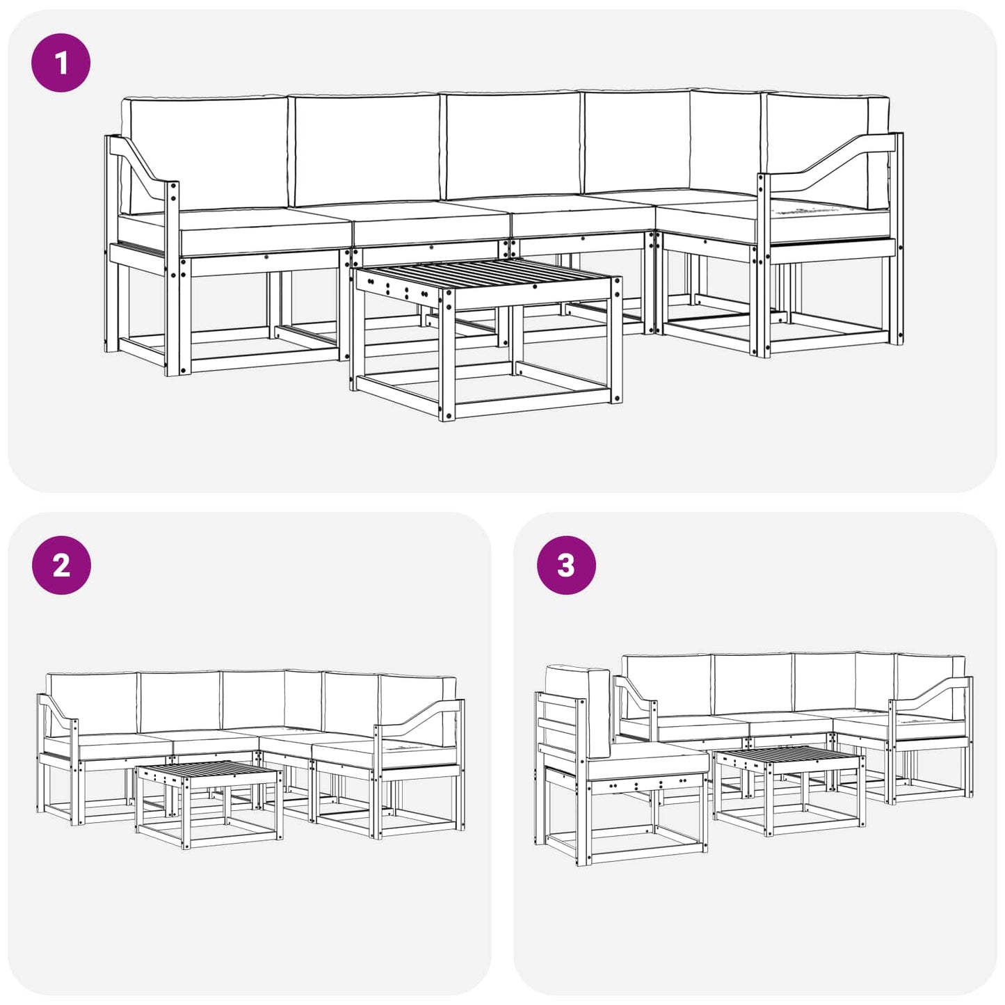 Buiten bankenset 6 pcs Wit en Beige Massief Acaciahout is nu te koop bij PeponiXL, paradijselijk wonen!