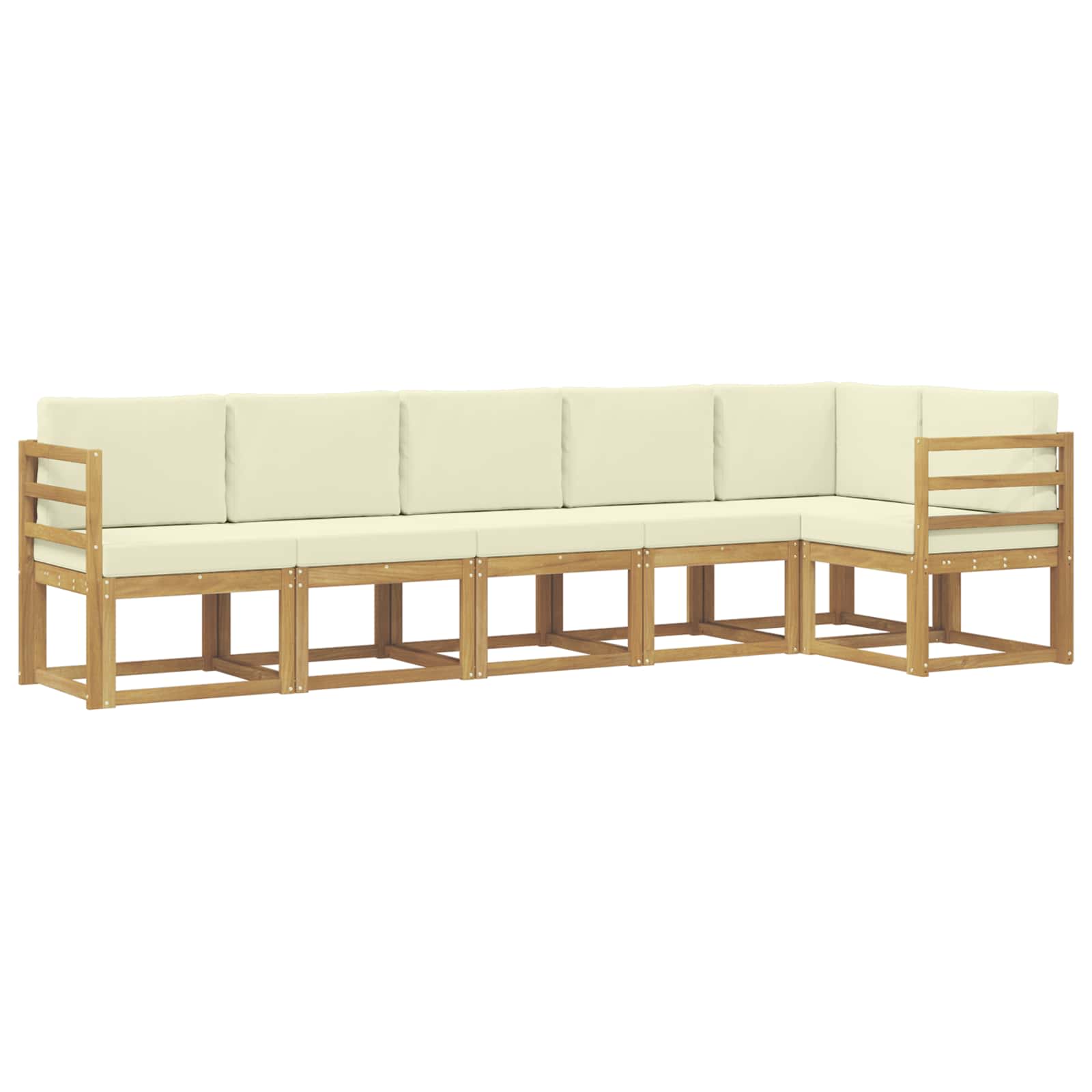 Buiten bankenset met kussen 6 pcs Wit en crèmekleurig Polyester is nu te koop bij PeponiXL, paradijselijk wonen!