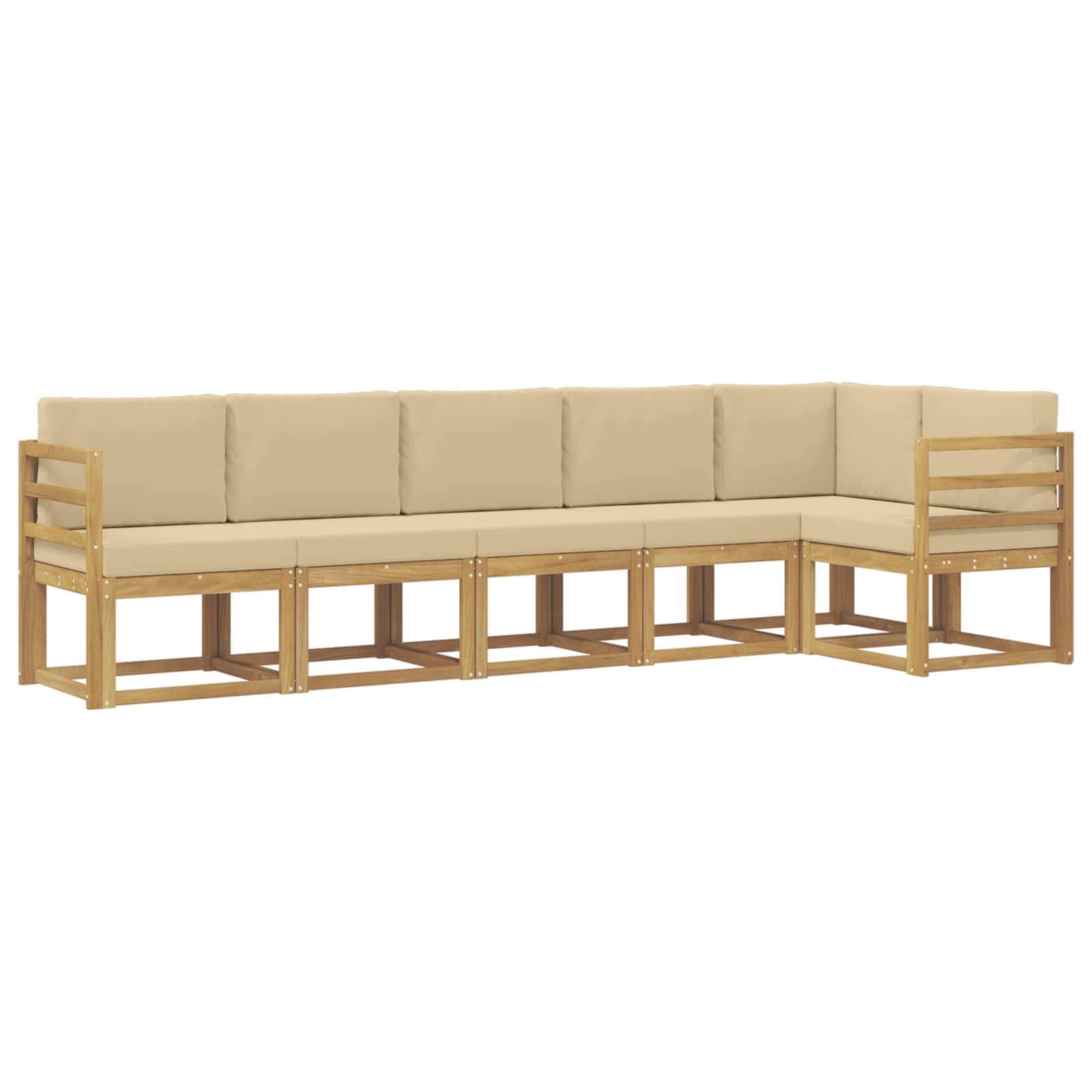 Buiten bankenset met kussen 6 pcs Wit en Beige Polyester is nu te koop bij PeponiXL, paradijselijk wonen!
