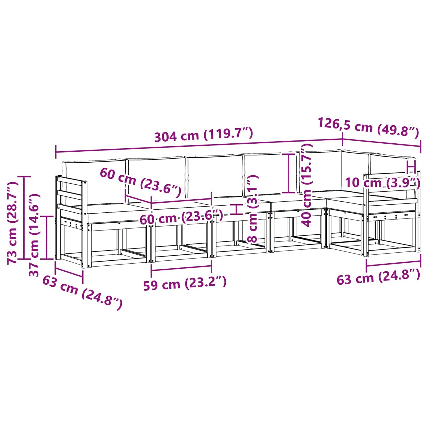 Buiten bankenset met kussen 6 pcs Wit en Beige Polyester is nu te koop bij PeponiXL, paradijselijk wonen!