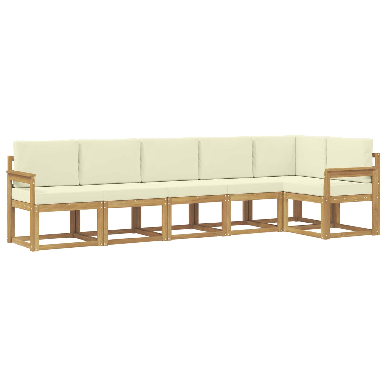 Buiten bankenset met kussen 6 pcs Wit en crèmekleurig Polyester is nu te koop bij PeponiXL, paradijselijk wonen!