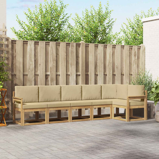Buiten bankenset met kussen 6 pcs Wit en Beige Polyester is nu te koop bij PeponiXL, paradijselijk wonen!