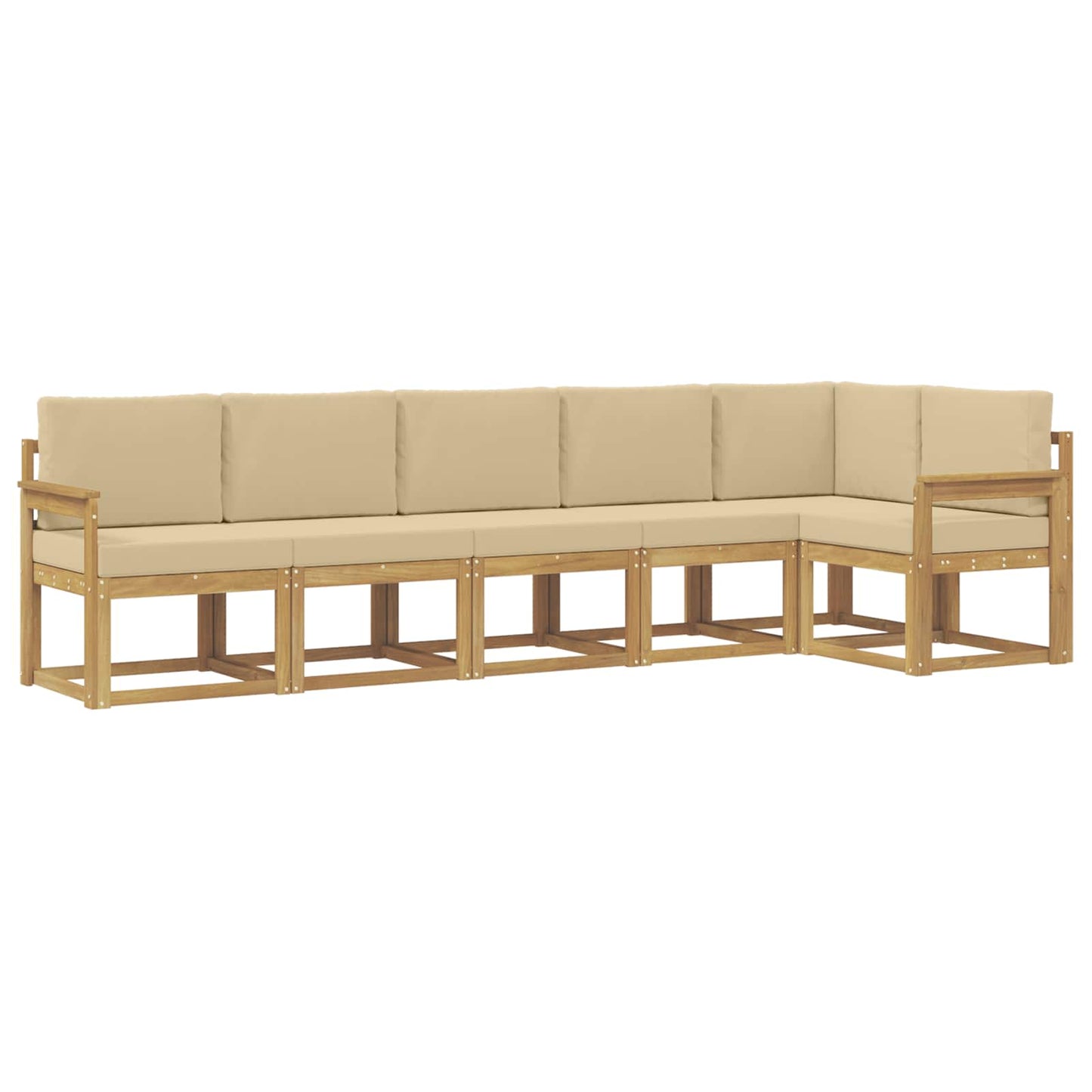 Buiten bankenset met kussen 6 pcs Wit en Beige Polyester is nu te koop bij PeponiXL, paradijselijk wonen!
