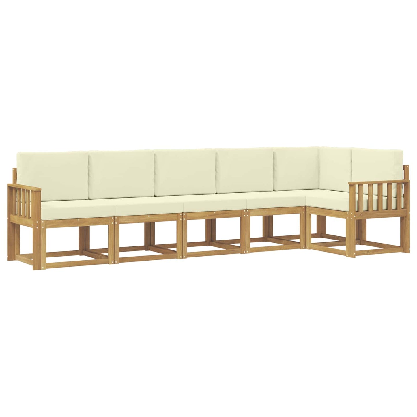 Buiten bankenset met kussen 6 pcs Wit en crèmekleurig Polyester is nu te koop bij PeponiXL, paradijselijk wonen!