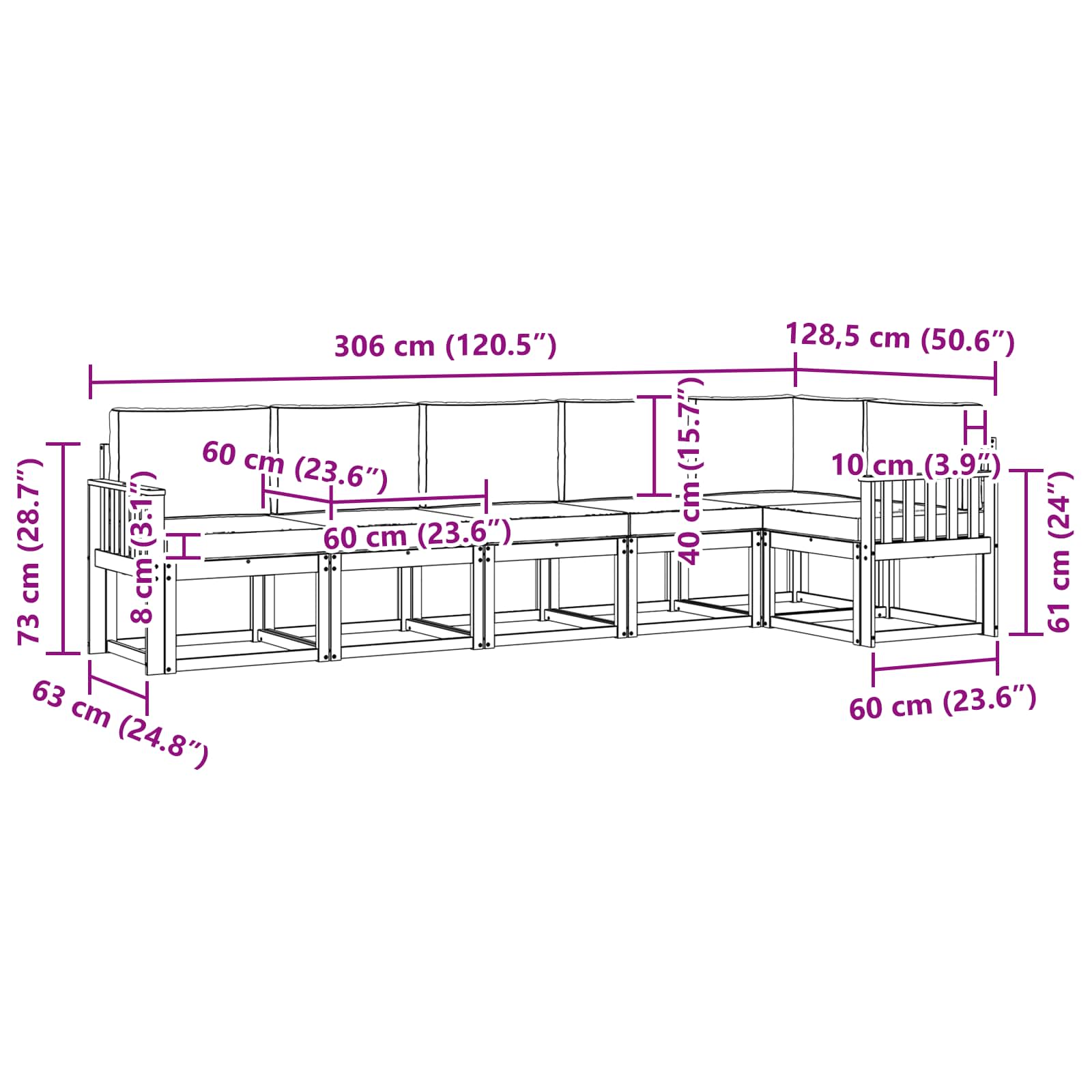 Buiten bankenset 6 pcs Wit en antracietkleurig Polyester is nu te koop bij PeponiXL, paradijselijk wonen!