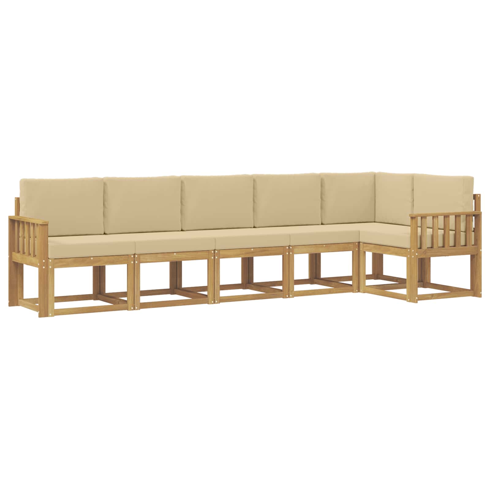Buiten bankenset met kussen 6 pcs Wit en Beige Polyester is nu te koop bij PeponiXL, paradijselijk wonen!