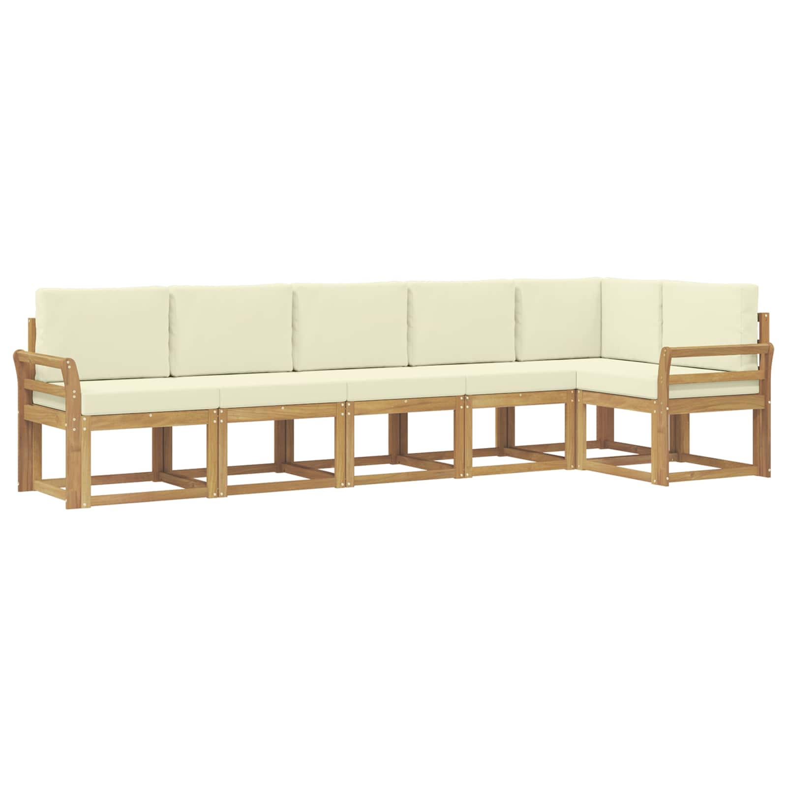 Buiten bankenset met kussen 6 pcs Wit en crèmekleurig Polyester is nu te koop bij PeponiXL, paradijselijk wonen!