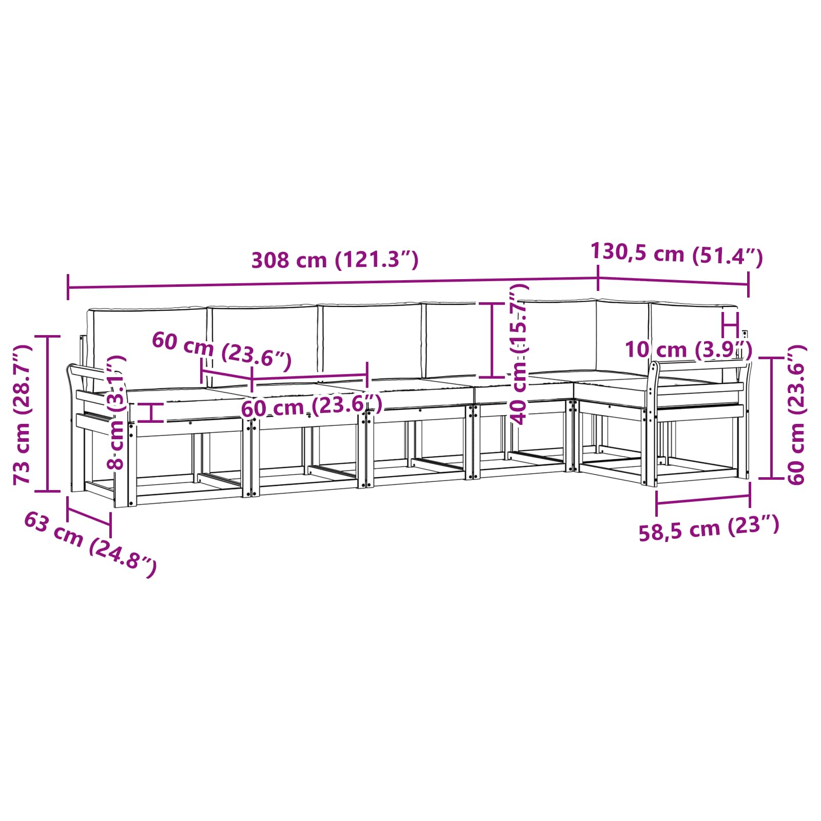 Buiten bankenset met kussen 6 pcs Wit en crèmekleurig Polyester is nu te koop bij PeponiXL, paradijselijk wonen!