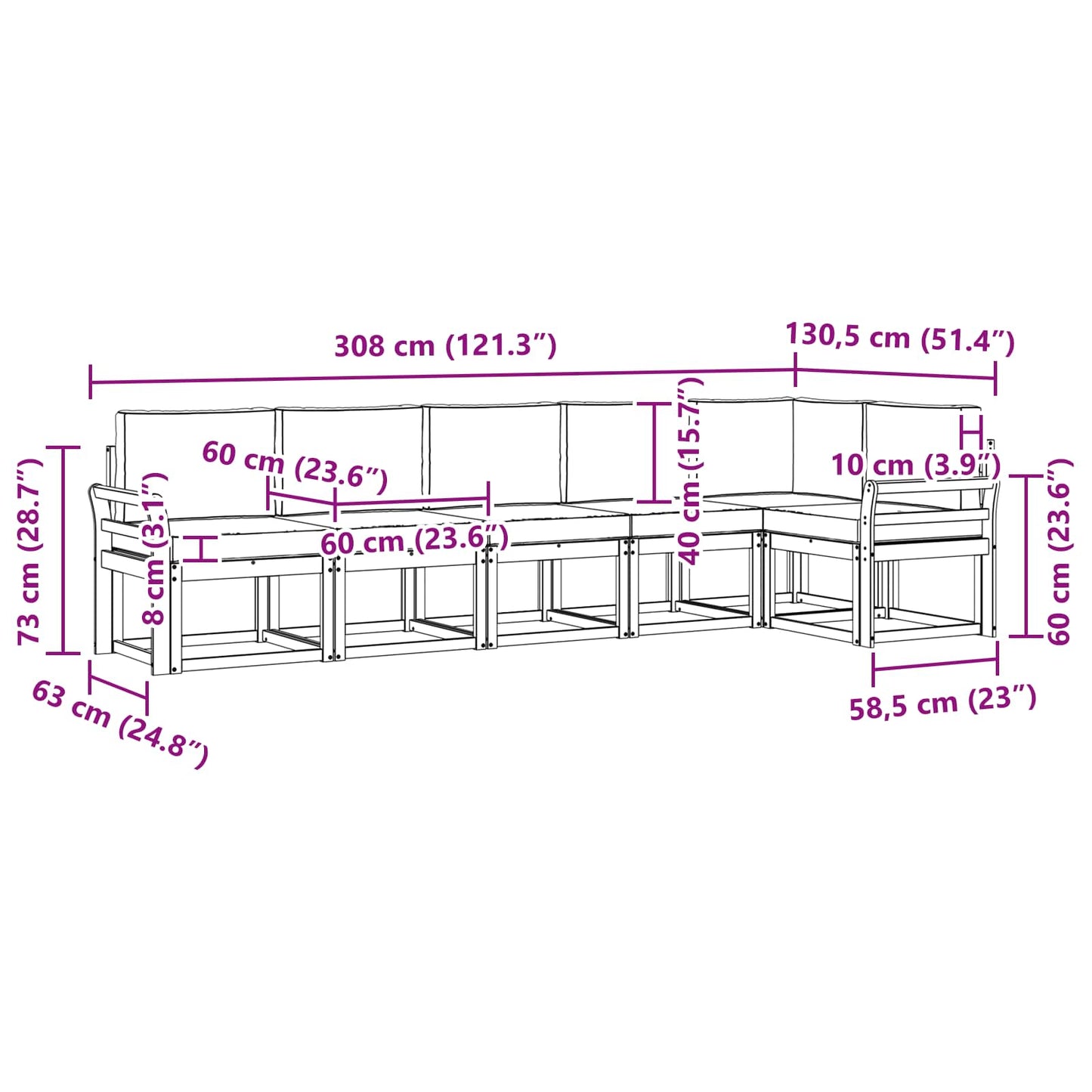 Buiten bankenset 6 pcs Wit en antracietkleurig Polyester is nu te koop bij PeponiXL, paradijselijk wonen!