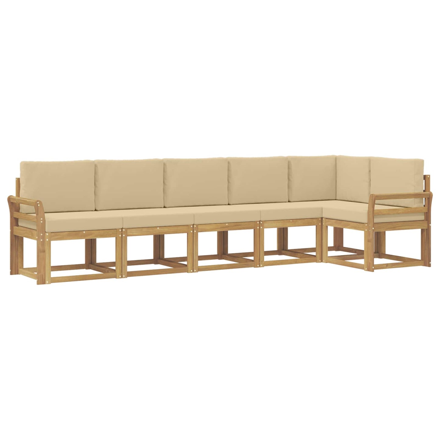 Buiten bankenset met kussen 6 pcs Wit en Beige Polyester is nu te koop bij PeponiXL, paradijselijk wonen!
