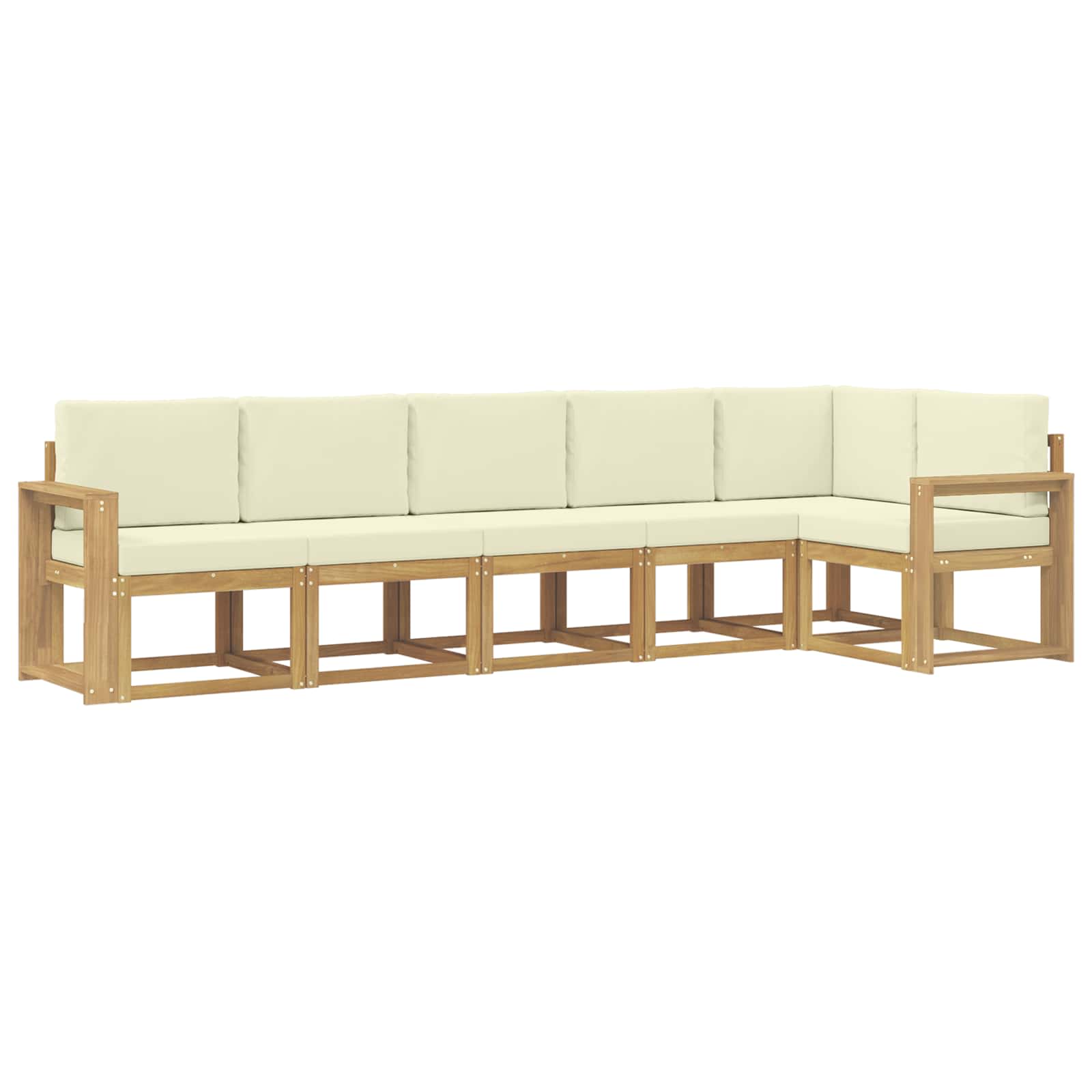 Buiten bankenset met kussen 6 pcs Wit en crèmekleurig Polyester is nu te koop bij PeponiXL, paradijselijk wonen!