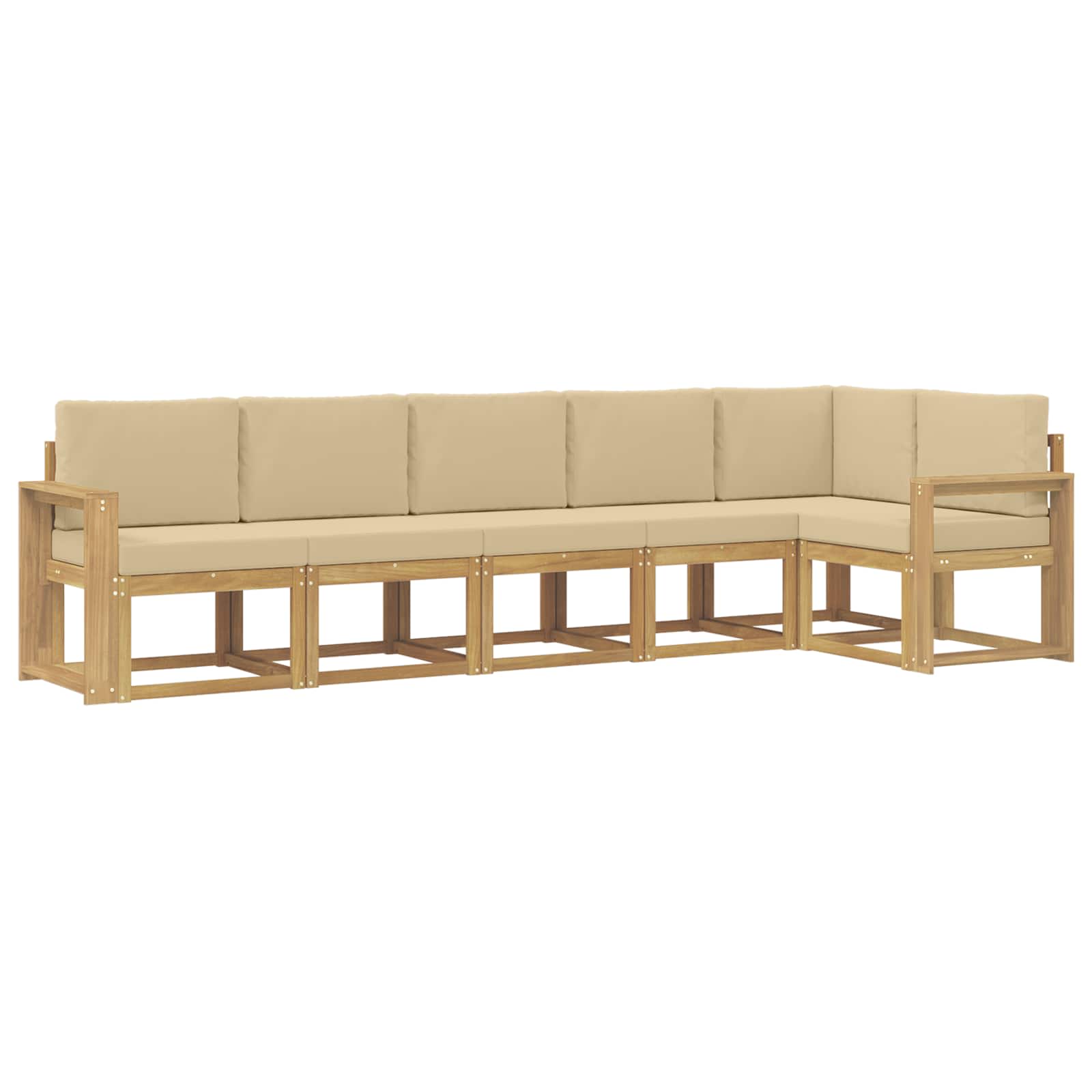 Buiten bankenset met kussen 6 pcs Wit en Beige Polyester is nu te koop bij PeponiXL, paradijselijk wonen!