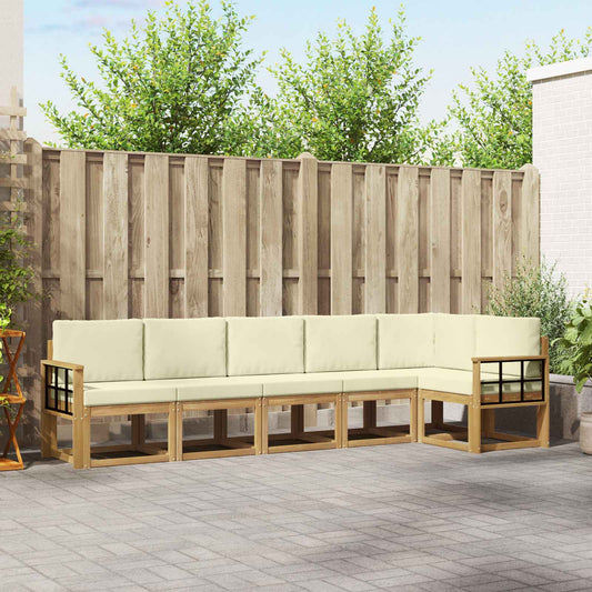 Buiten bankenset met kussen 6 pcs Wit en crèmekleurig Polyester is nu te koop bij PeponiXL, paradijselijk wonen!