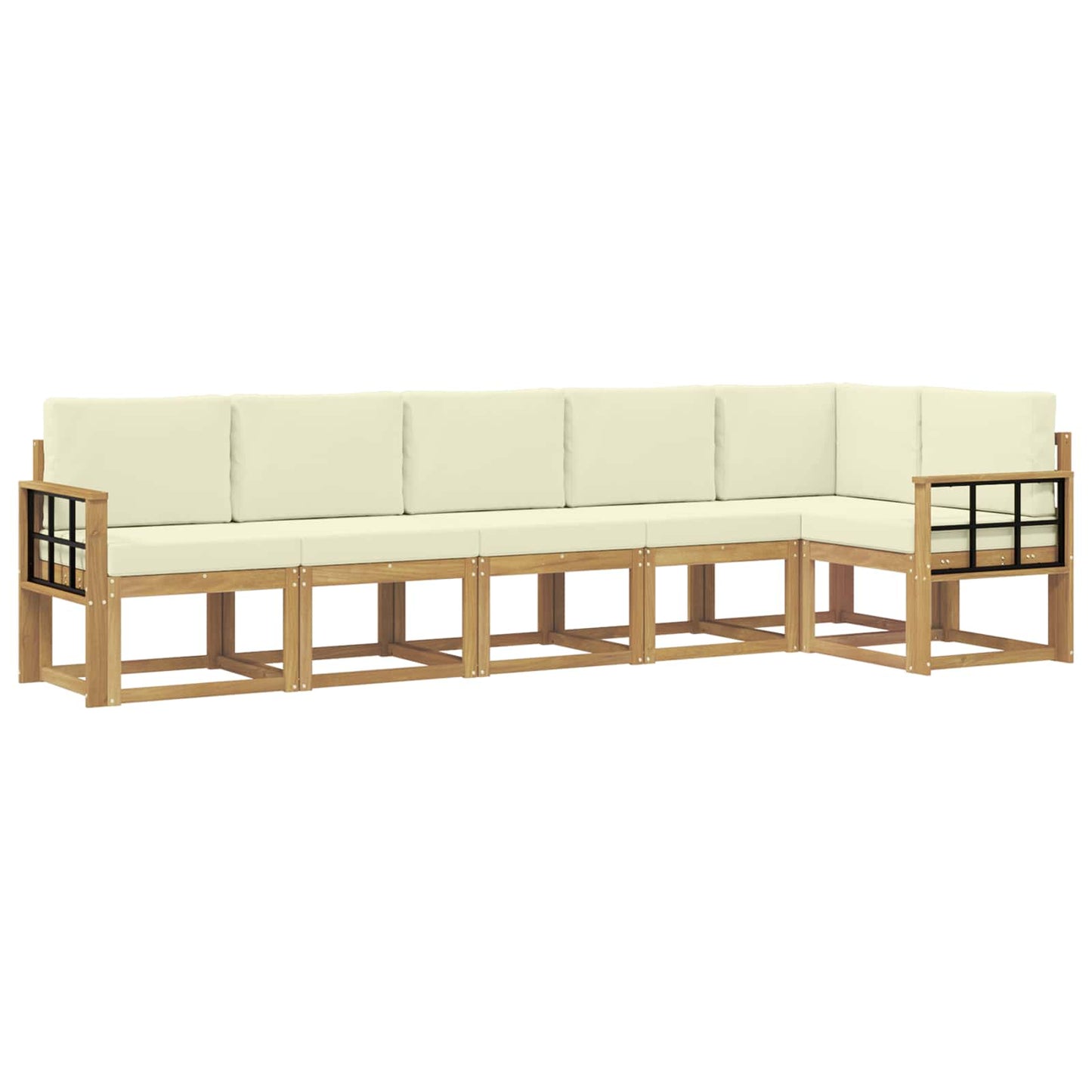 Buiten bankenset met kussen 6 pcs Wit en crèmekleurig Polyester is nu te koop bij PeponiXL, paradijselijk wonen!